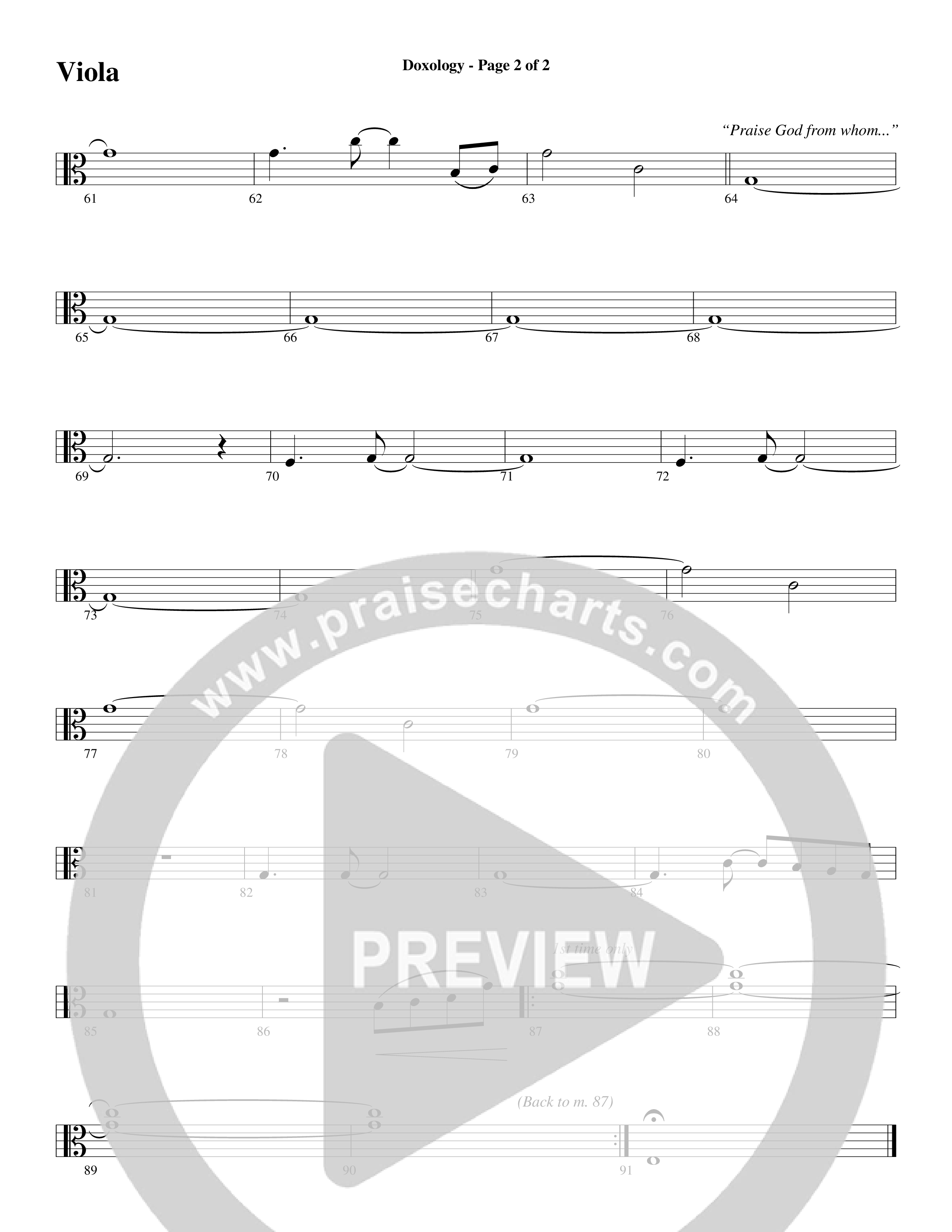 Doxology (Choral Anthem SATB) Viola (Word Music Choral / Arr. Dave Williamson)
