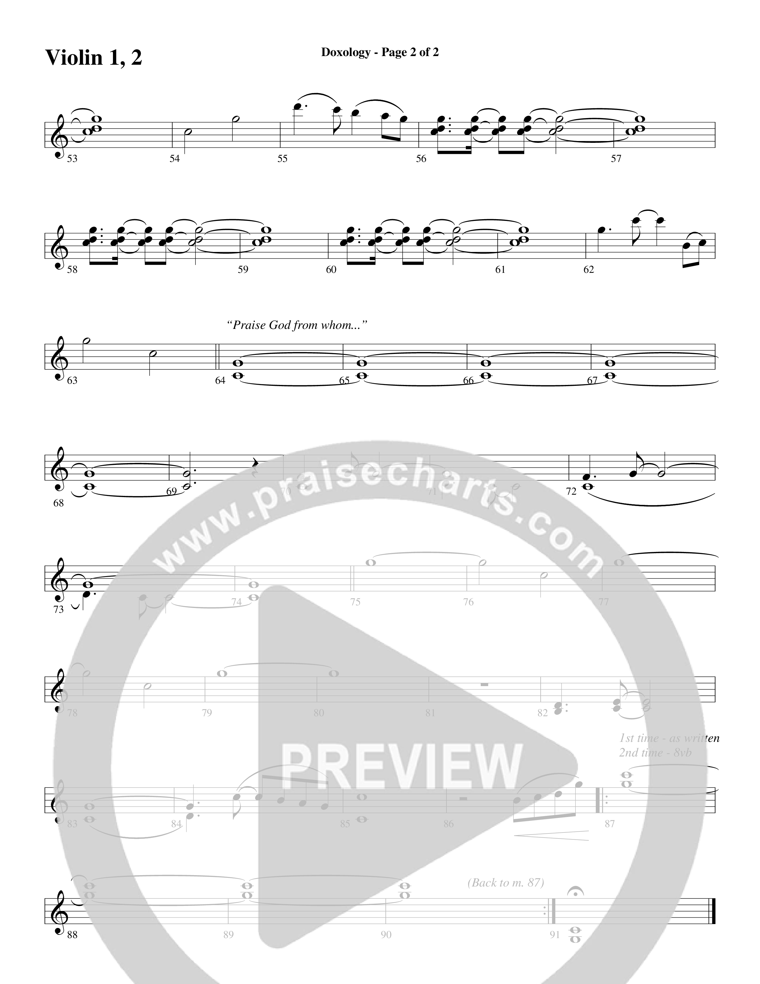 Doxology (Choral Anthem SATB) Violin 1/2 (Word Music Choral / Arr. Dave Williamson)