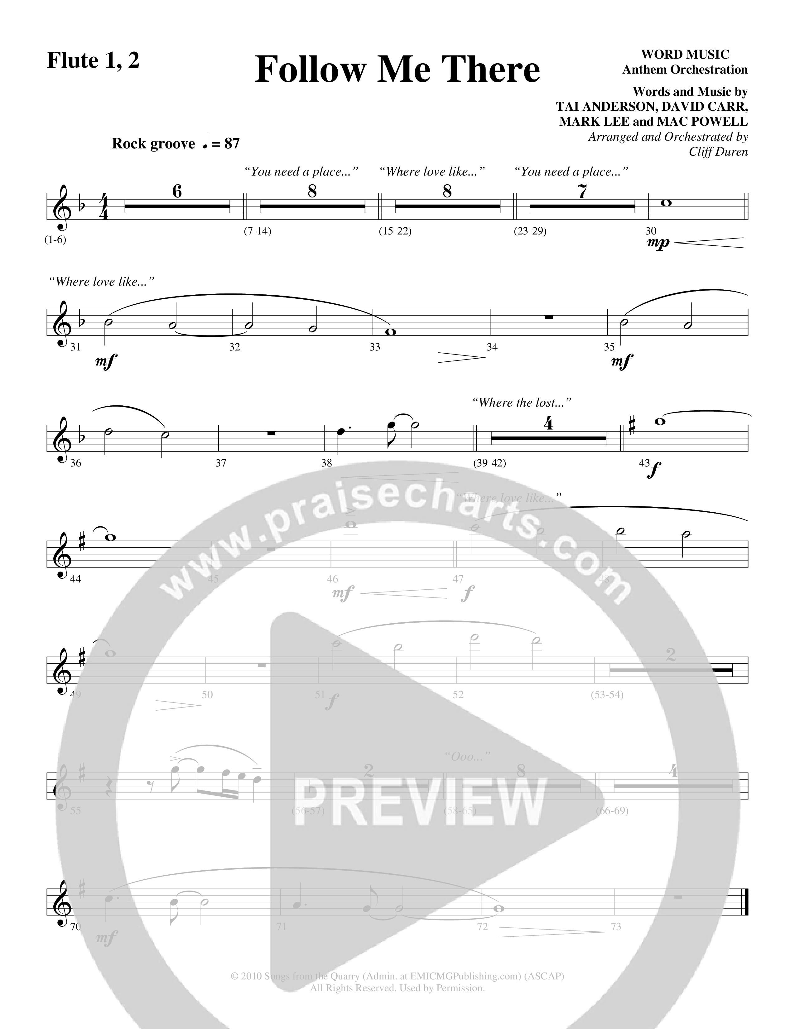 Follow Me There (Choral Anthem SATB) Flute 1/2 (Word Music Choral / Arr. Cliff Duren)