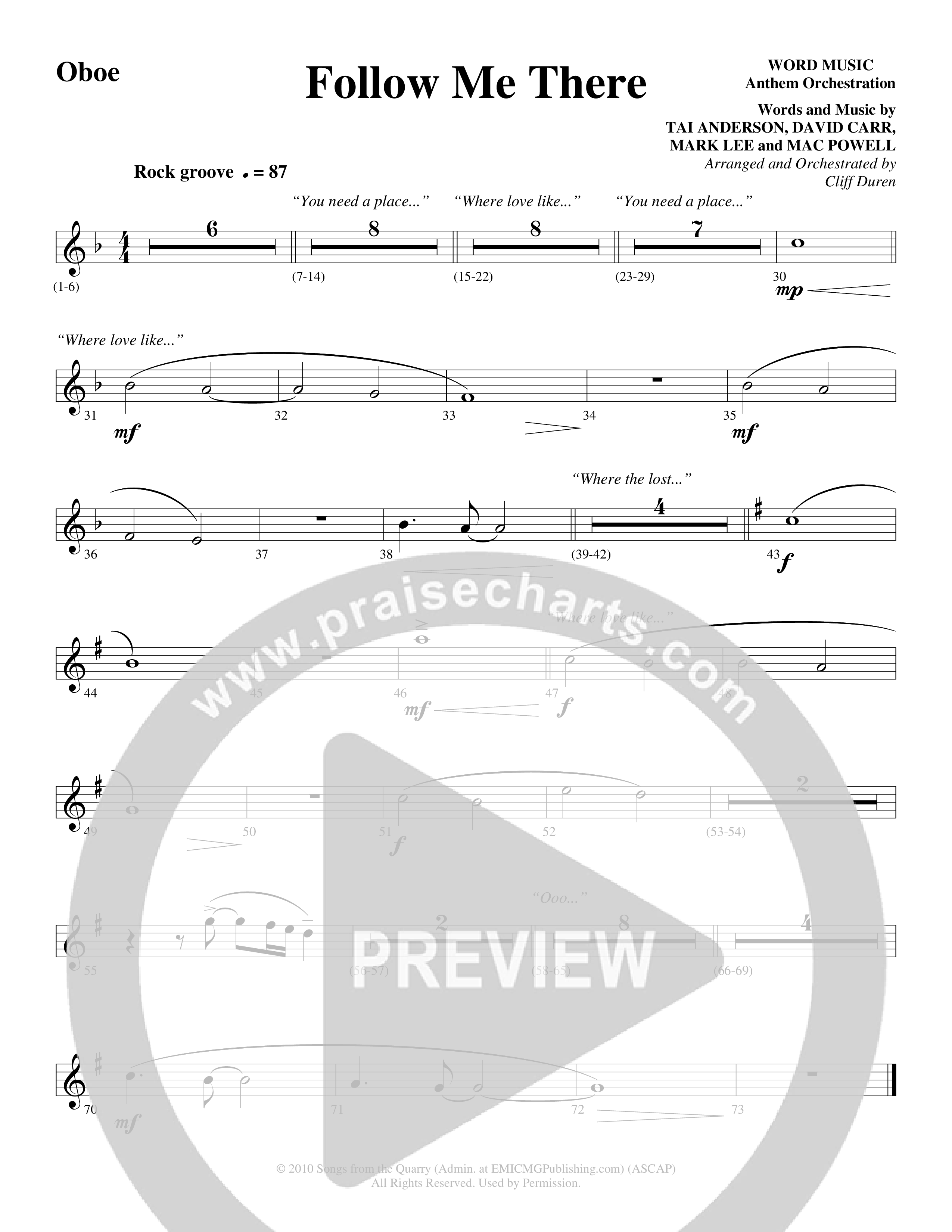 Follow Me There (Choral Anthem SATB) Oboe (Word Music Choral / Arr. Cliff Duren)