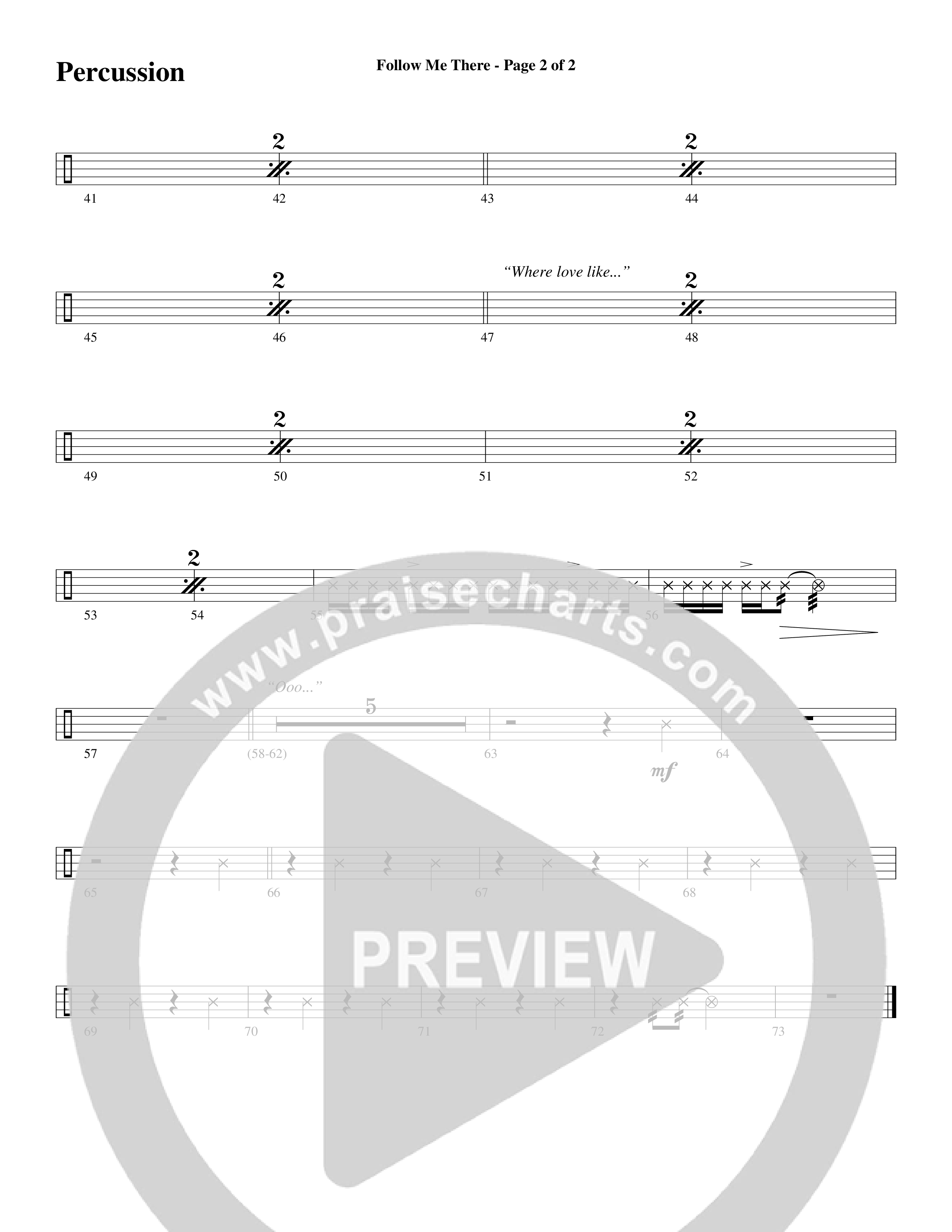 Follow Me There (Choral Anthem SATB) Percussion (Word Music Choral / Arr. Cliff Duren)