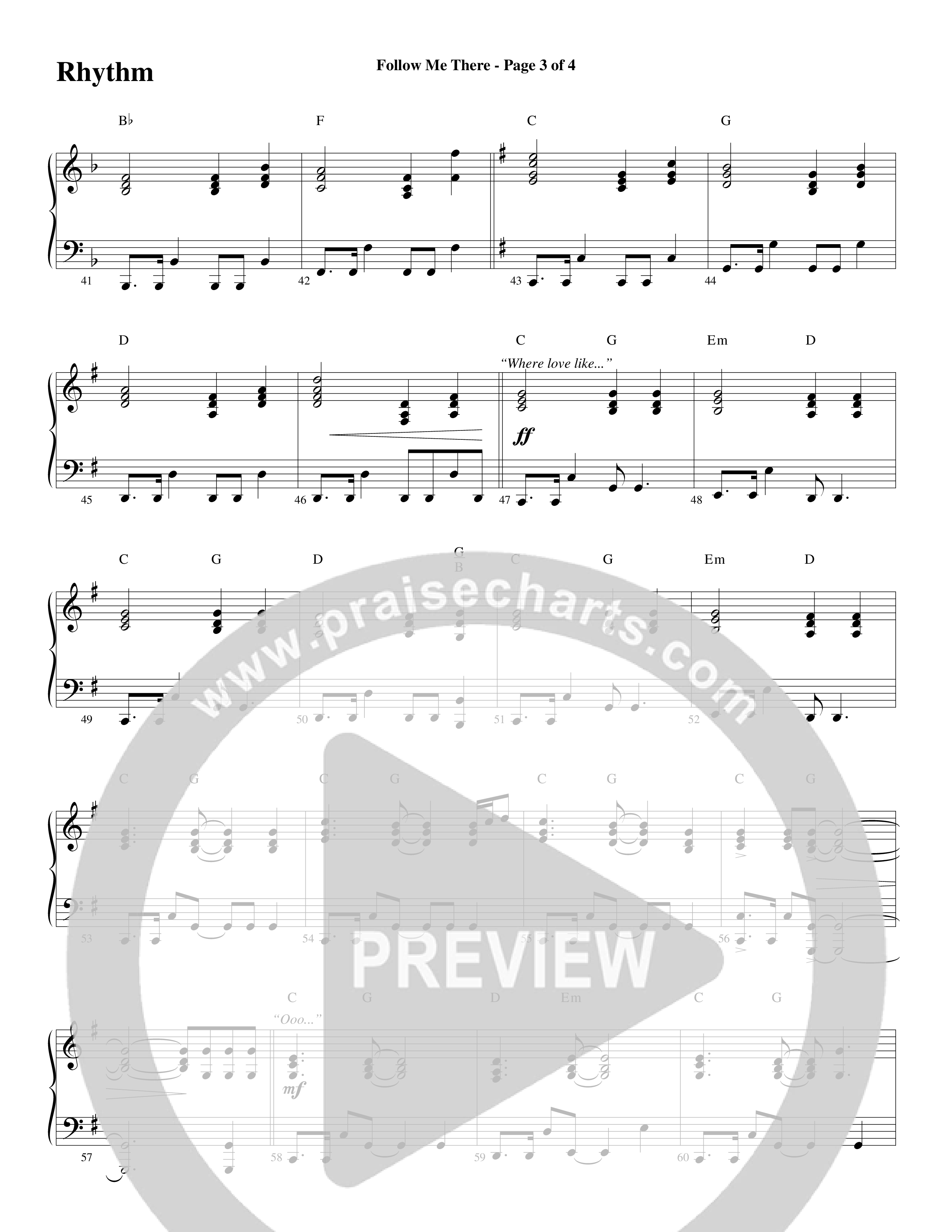 Follow Me There (Choral Anthem SATB) Rhythm Chart (Word Music Choral / Arr. Cliff Duren)