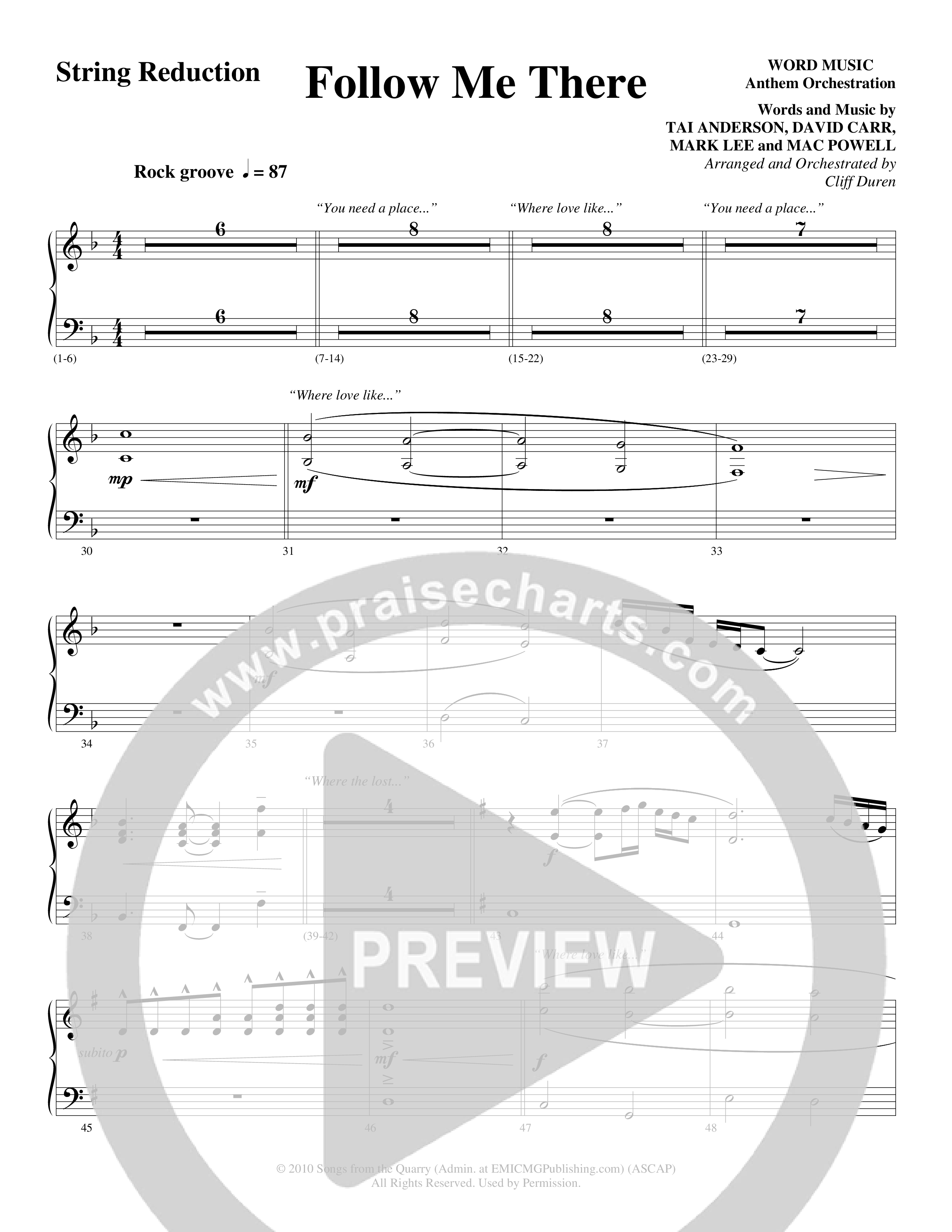 Follow Me There (Choral Anthem SATB) String Reduction (Word Music Choral / Arr. Cliff Duren)