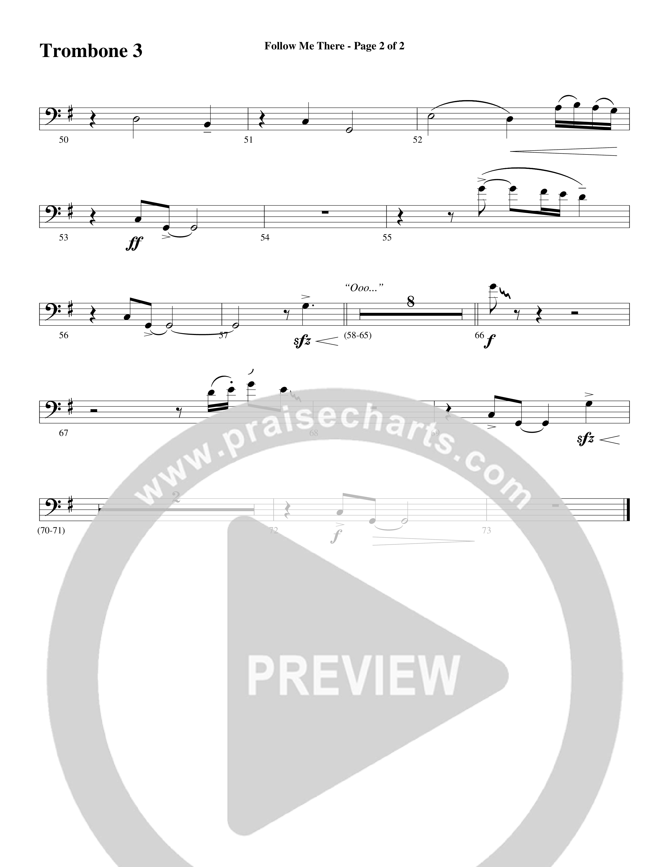 Follow Me There (Choral Anthem SATB) Trombone 3 (Word Music Choral / Arr. Cliff Duren)