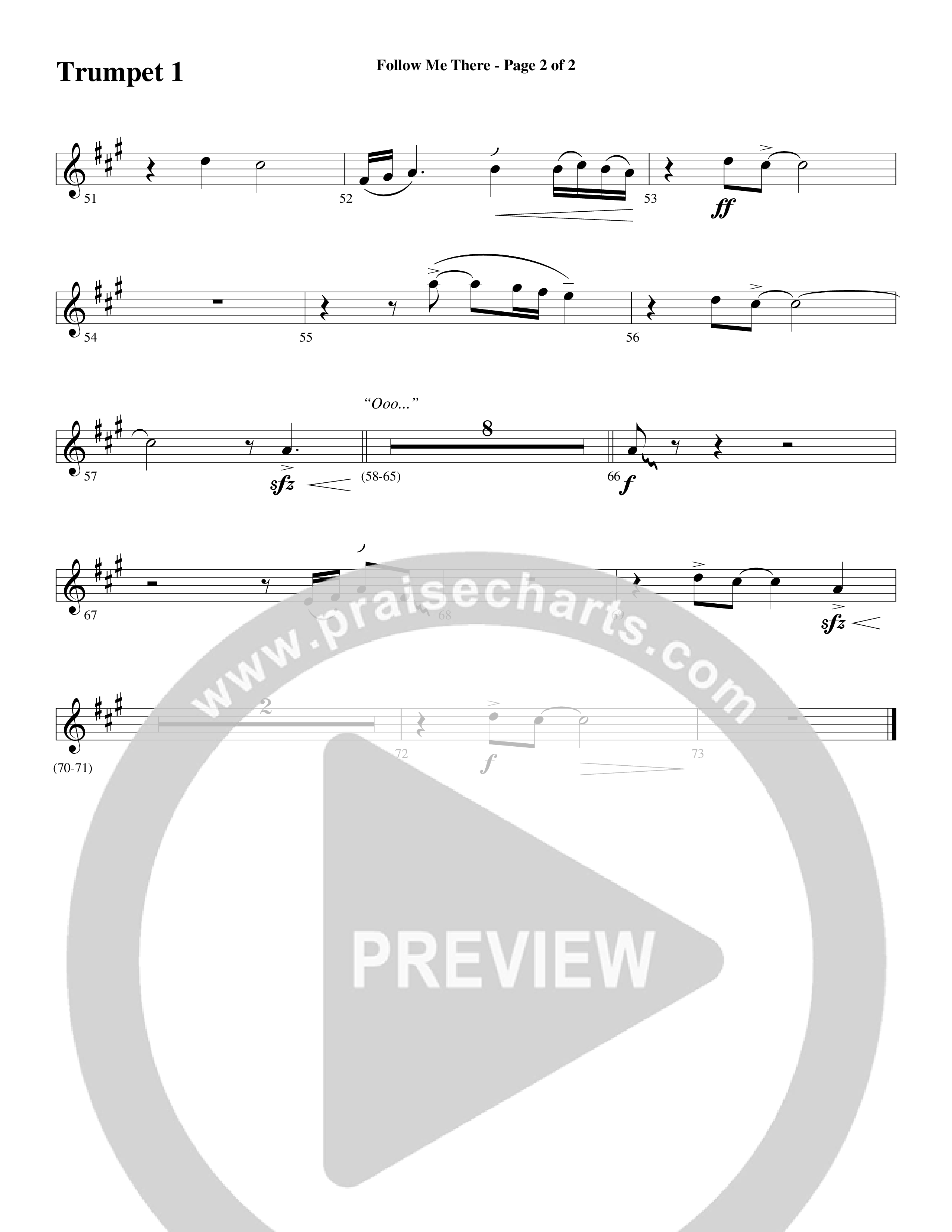 Follow Me There (Choral Anthem SATB) Trumpet 1 (Word Music Choral / Arr. Cliff Duren)