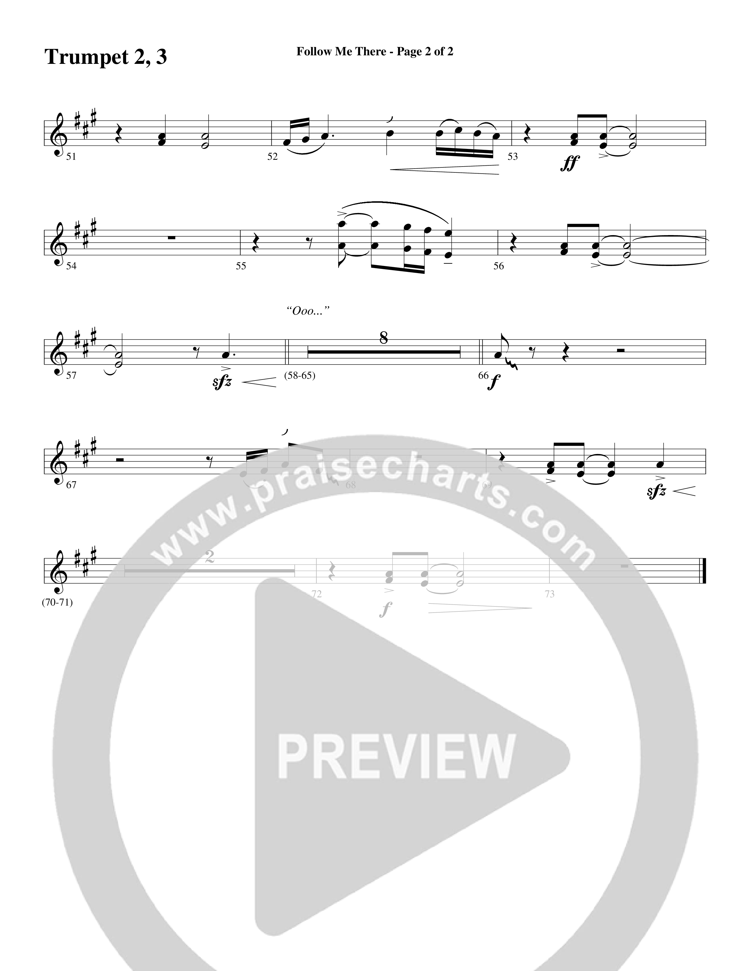 Follow Me There (Choral Anthem SATB) Trumpet 2/3 (Word Music Choral / Arr. Cliff Duren)