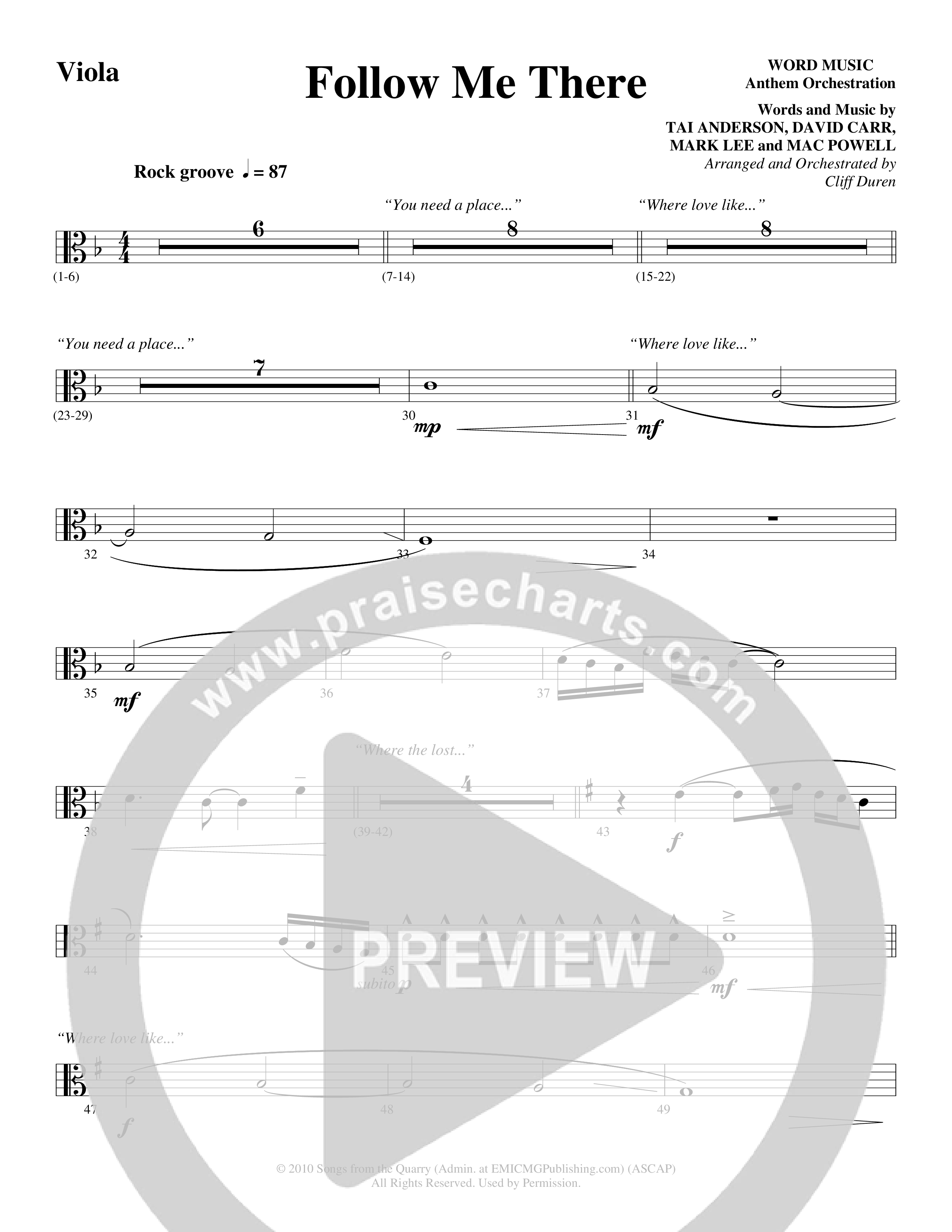 Follow Me There (Choral Anthem SATB) Viola (Word Music Choral / Arr. Cliff Duren)