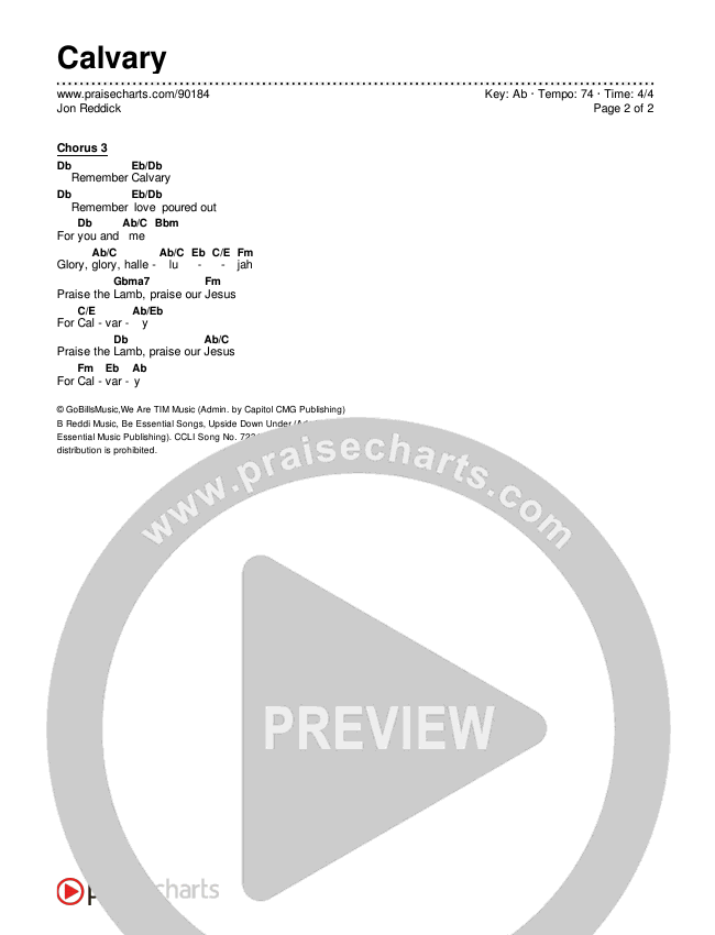 Calvary Chords & Lyrics (Jon Reddick)