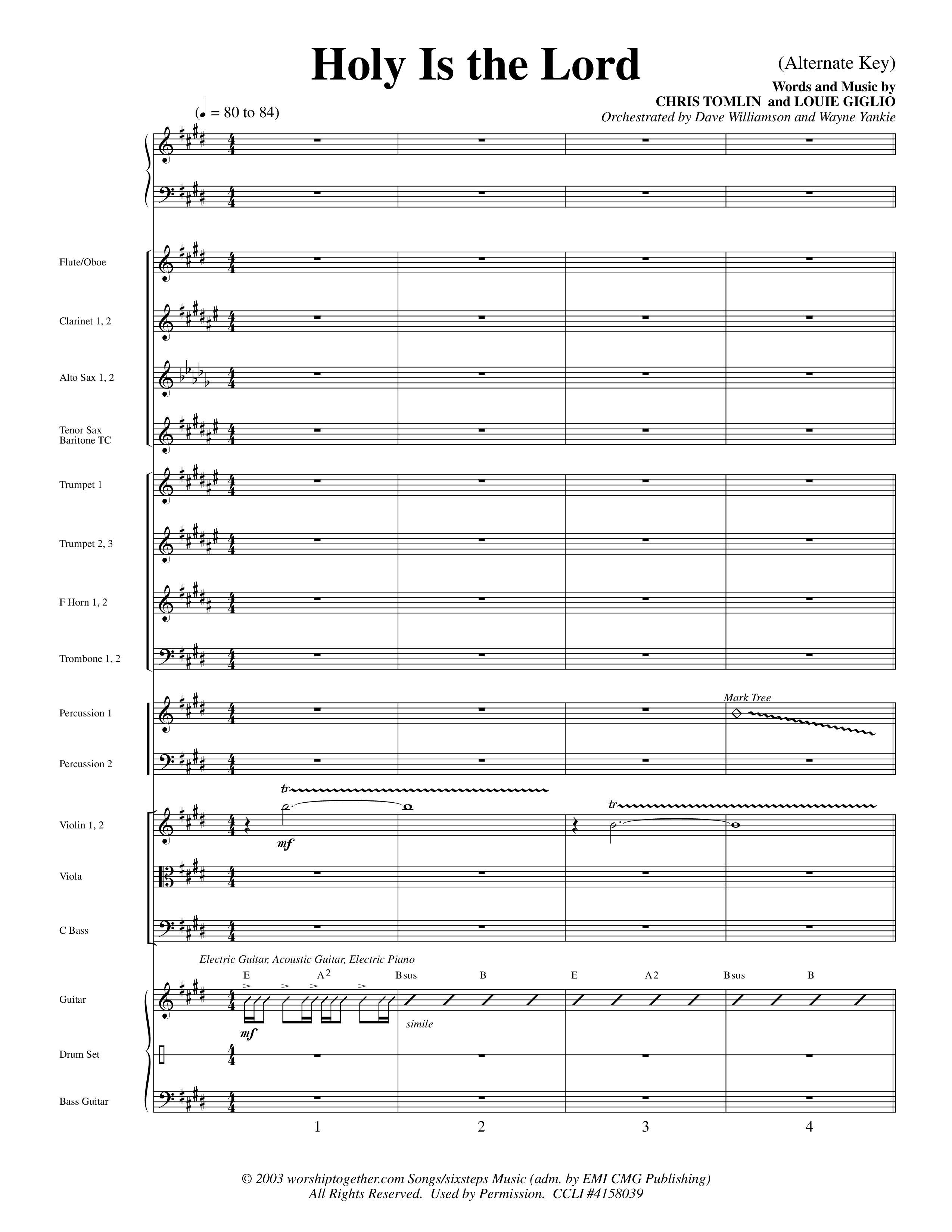 Holy Is The Lord (Choral Anthem SATB) Conductor's Score (Word Music Choral / Orch. Dave Williamson / Orch. Wayne Yankie)