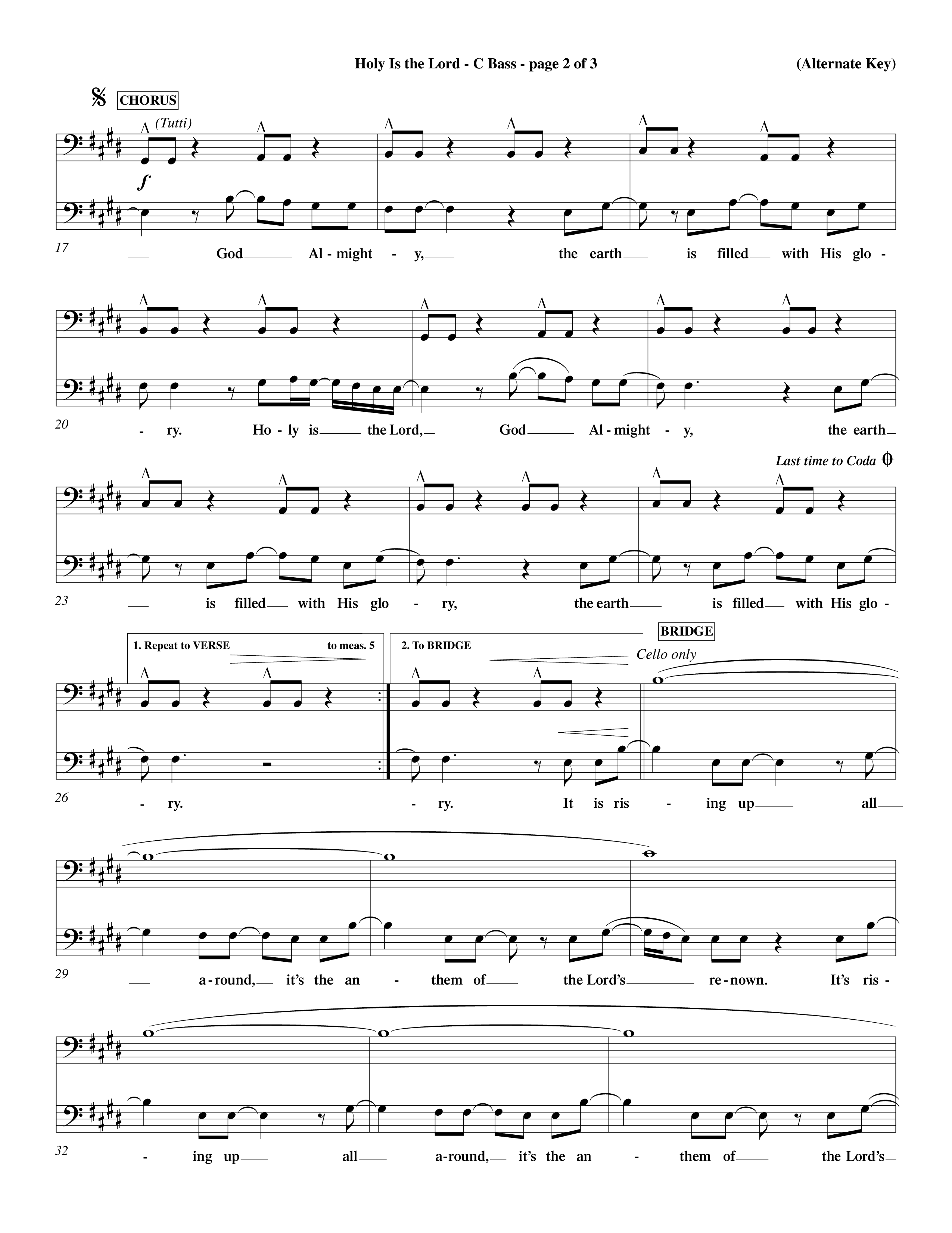 Holy Is The Lord (Choral Anthem SATB) Contrabass (Word Music Choral / Orch. Dave Williamson / Orch. Wayne Yankie)