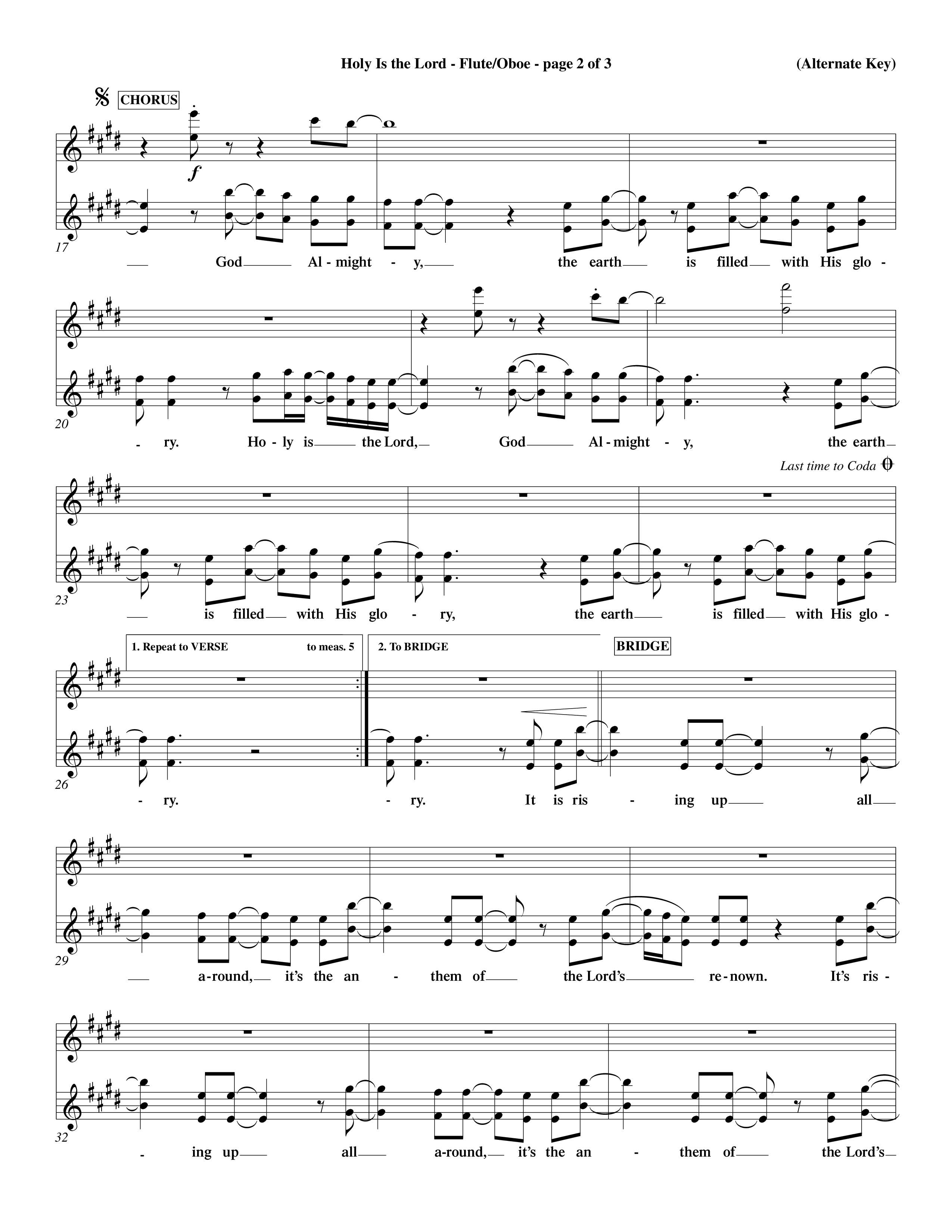 Holy Is The Lord (Choral Anthem SATB) Flute/Oboe (Word Music Choral / Orch. Dave Williamson / Orch. Wayne Yankie)