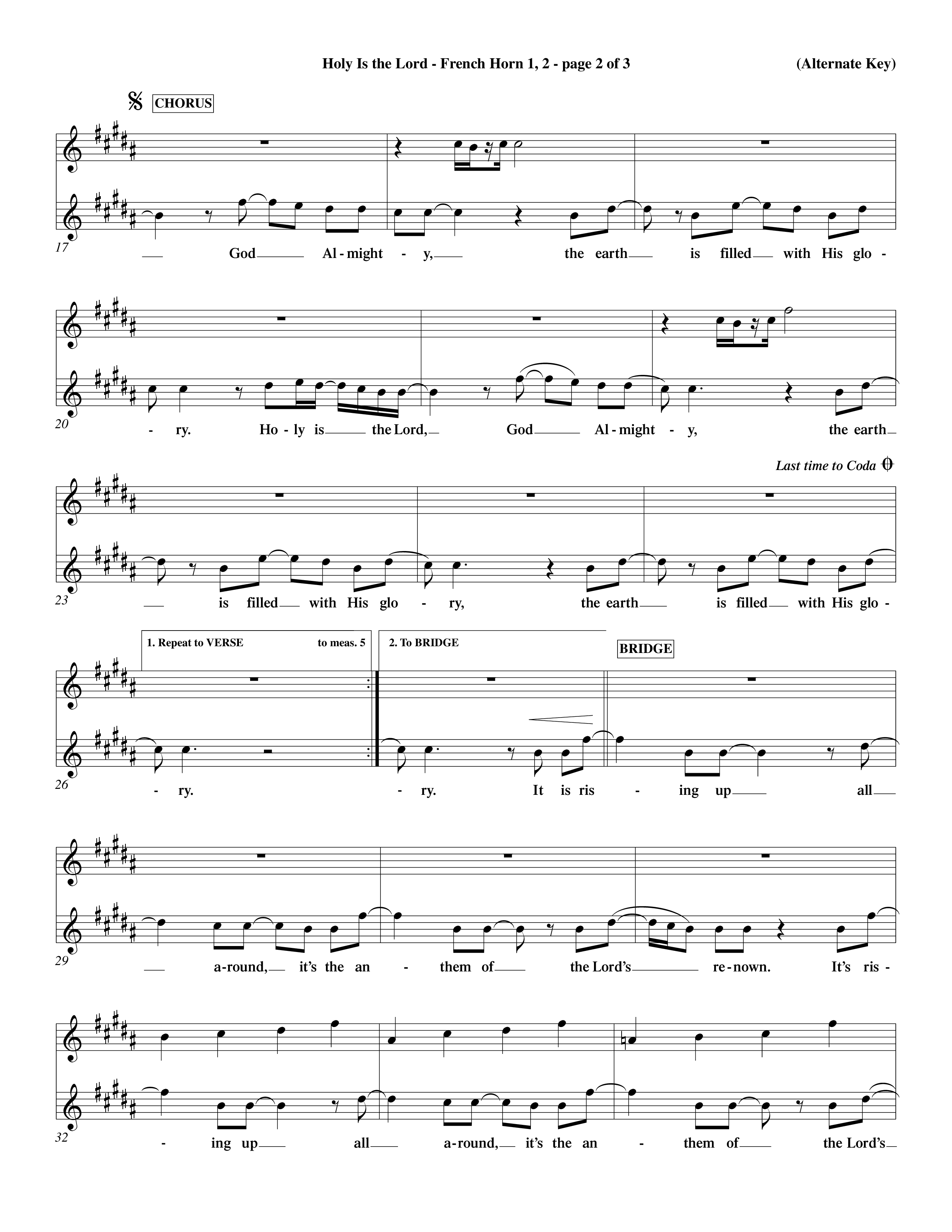 Holy Is The Lord (Choral Anthem SATB) French Horn (Word Music Choral / Orch. Dave Williamson / Orch. Wayne Yankie)