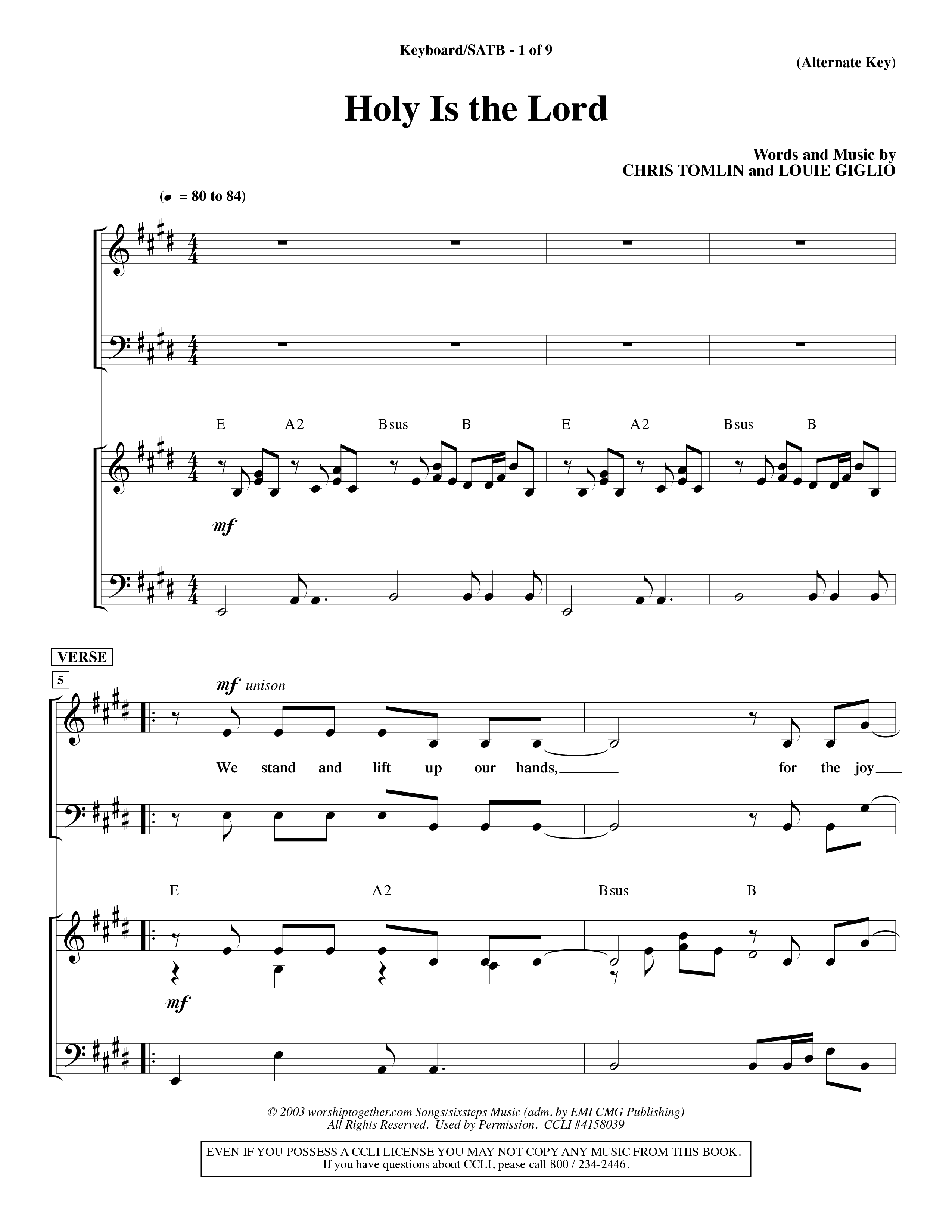 Holy Is The Lord (Choral Anthem SATB) Keyboard/Vocal (SATB) (Word Music Choral / Orch. Dave Williamson / Orch. Wayne Yankie)