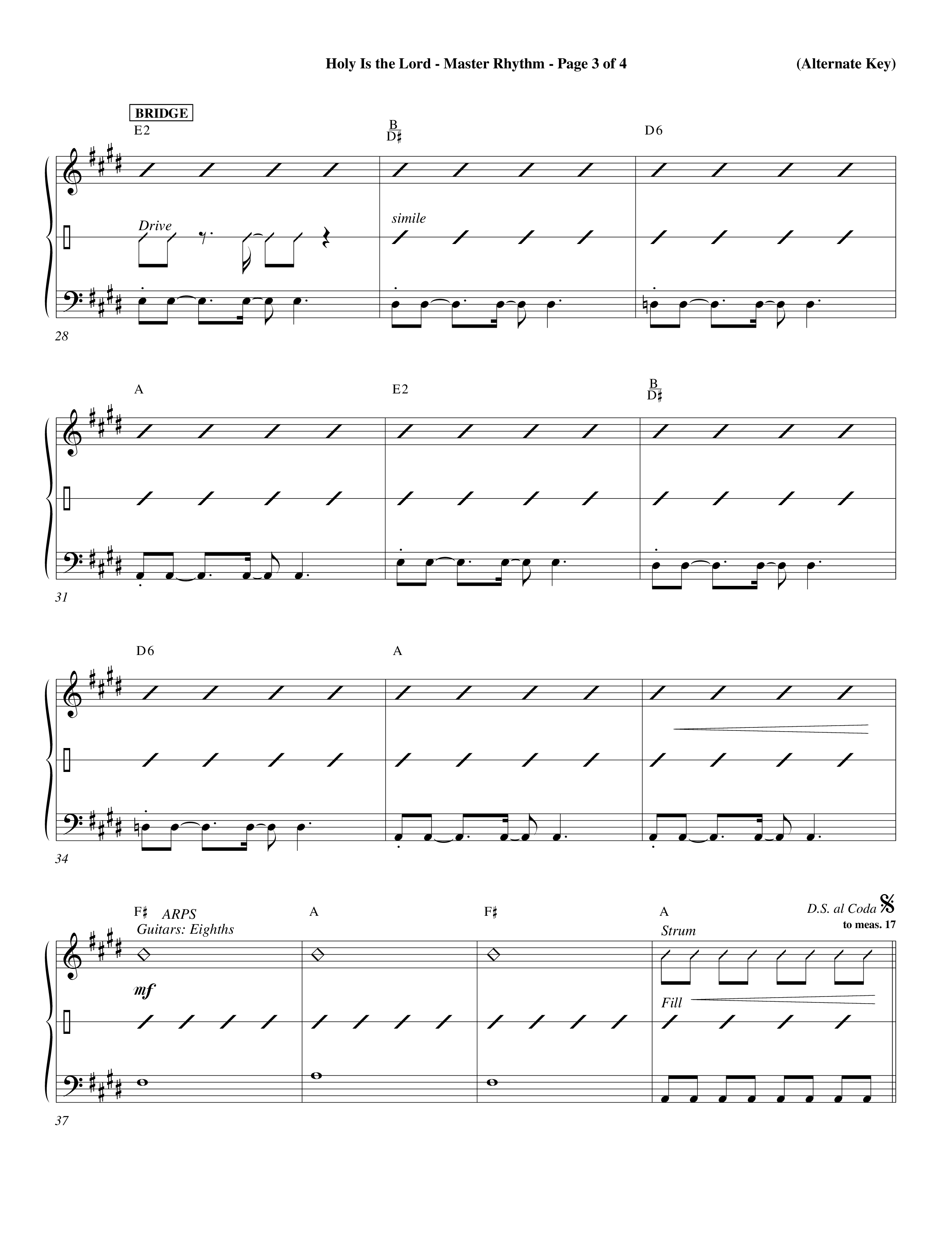 Holy Is The Lord (Choral Anthem SATB) Rhythm Chart (Word Music Choral / Orch. Dave Williamson / Orch. Wayne Yankie)