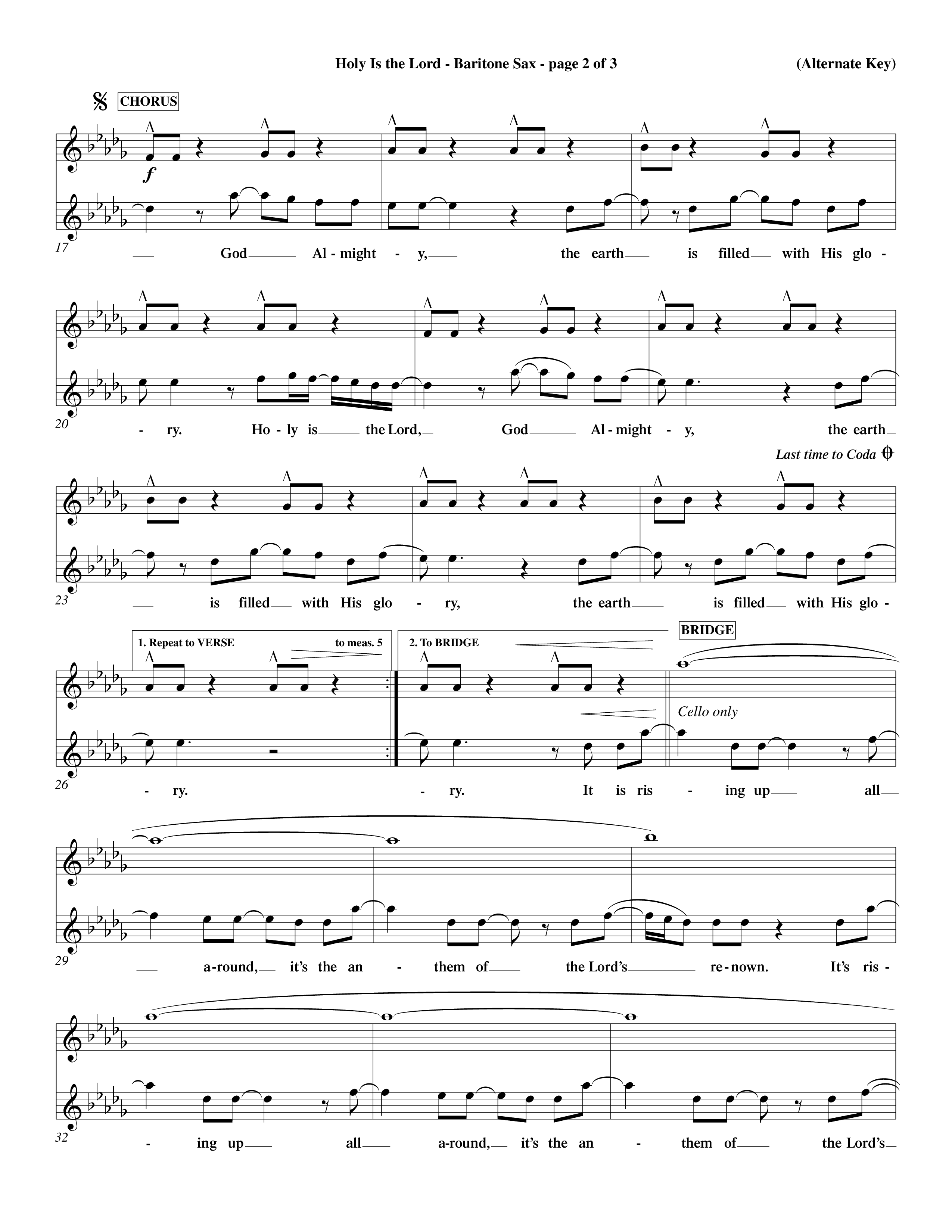 Holy Is The Lord (Choral Anthem SATB) Saxophone (Word Music Choral / Orch. Dave Williamson / Orch. Wayne Yankie)