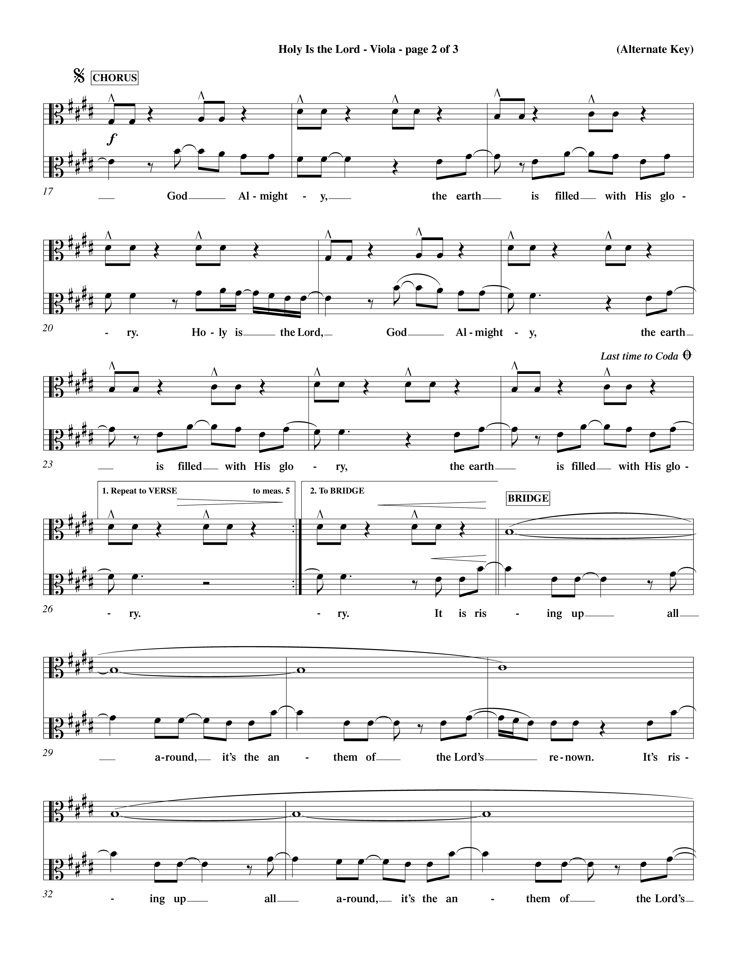 Holy Is The Lord (Choral Anthem SATB) Viola (Word Music Choral / Orch. Dave Williamson / Orch. Wayne Yankie)