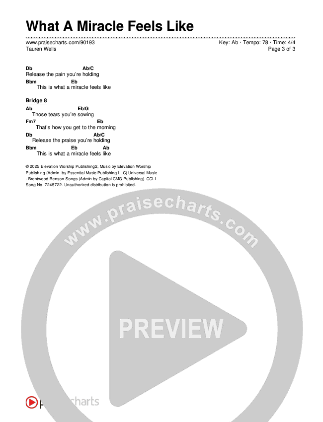 What A Miracle Feels Like Chords & Lyrics (Tauren Wells)