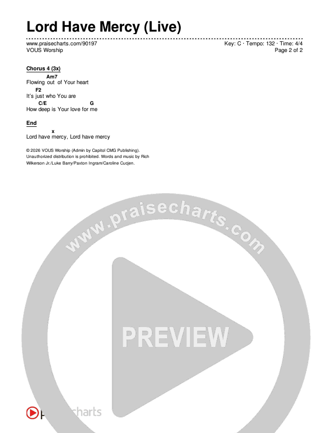 Lord Have Mercy (Live) Chords & Lyrics (VOUS Worship)