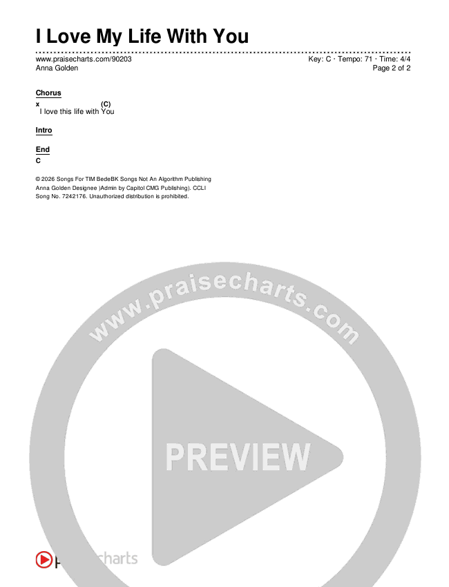 I Love My Life With You Chords & Lyrics (Anna Golden)