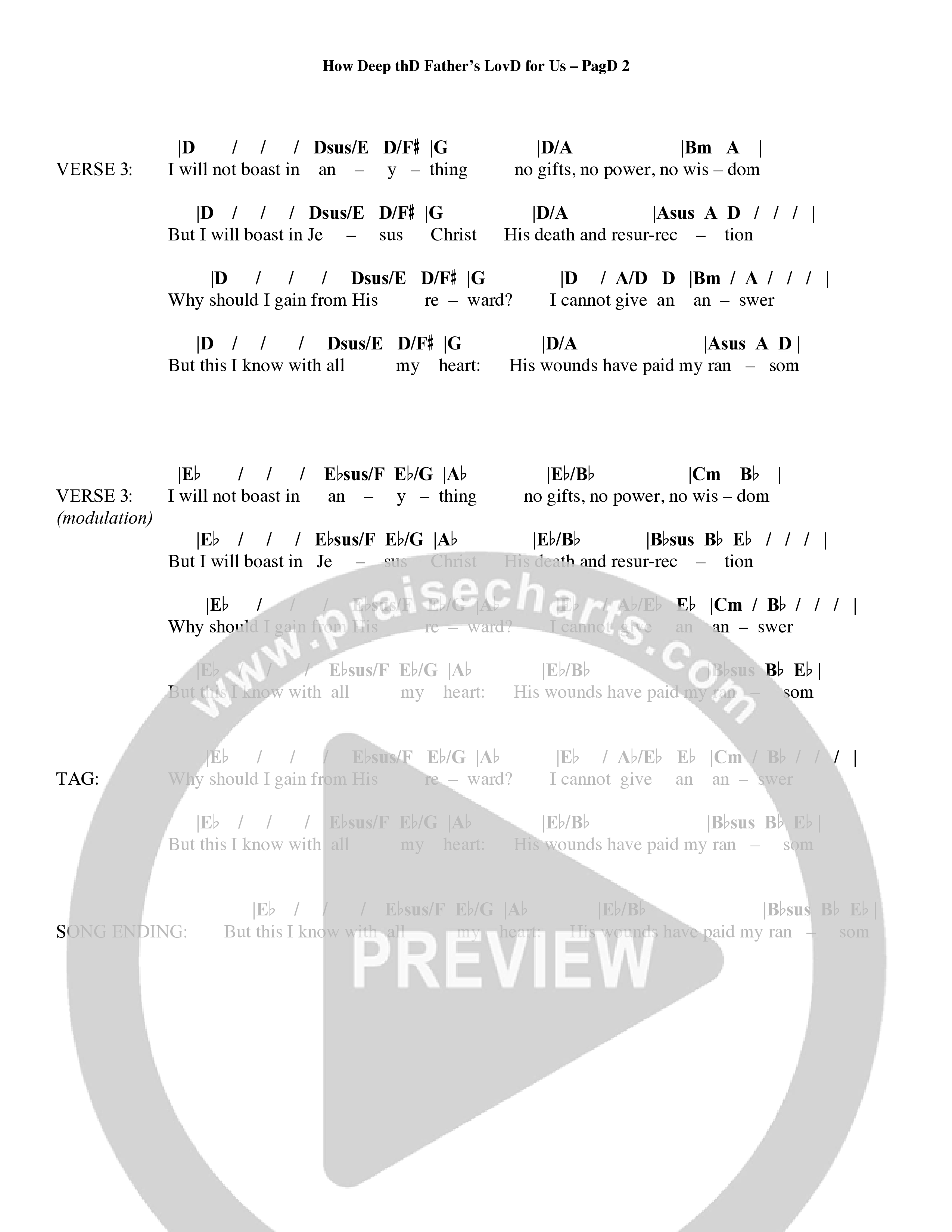 How Deep The Father's Love For Us (Choral Anthem SATB) Chords & Lyrics (Word Music Choral / Orch. Dave Williamson)