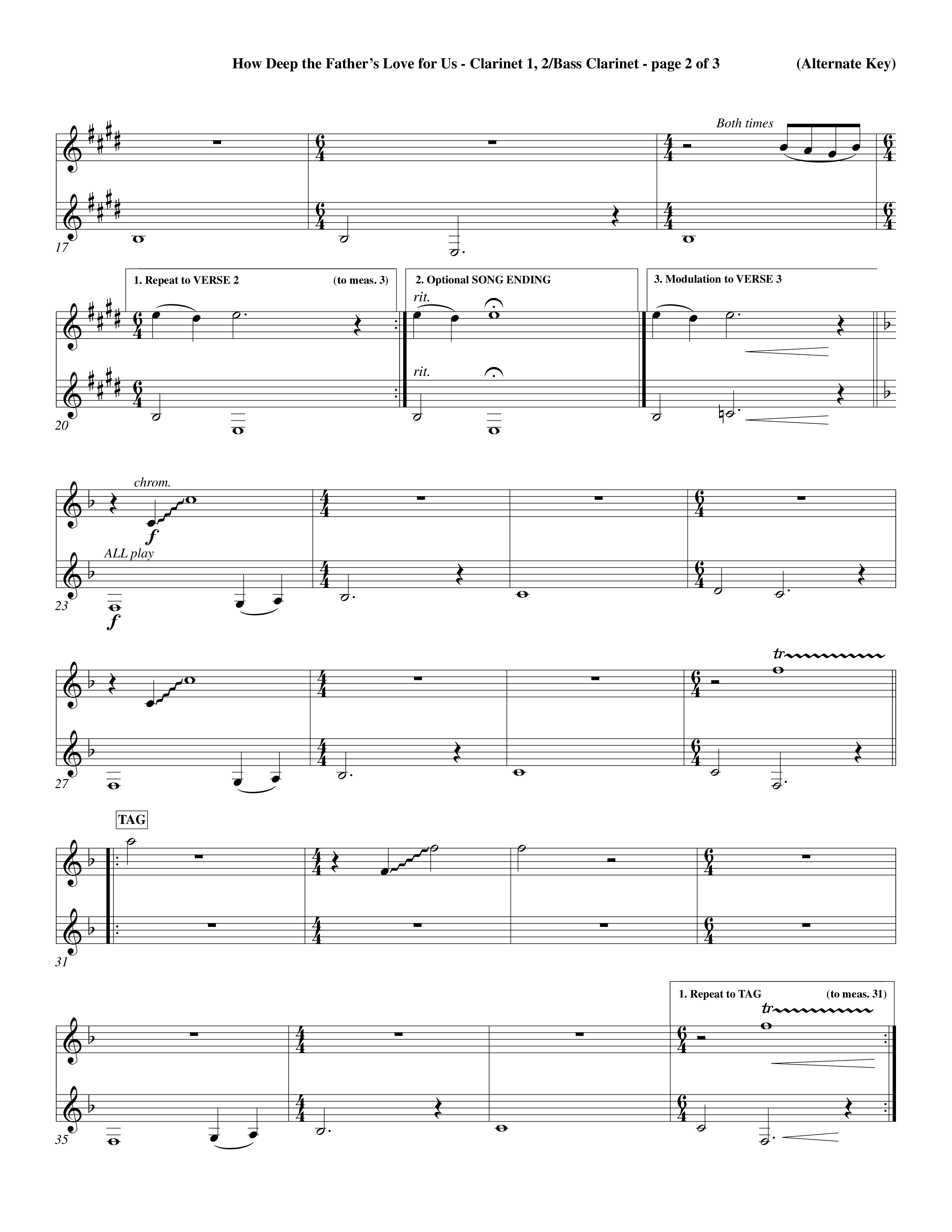 How Deep The Father's Love For Us (Choral Anthem SATB) Clarinet 1/2, Bass Clarinet (Word Music Choral / Orch. Dave Williamson)