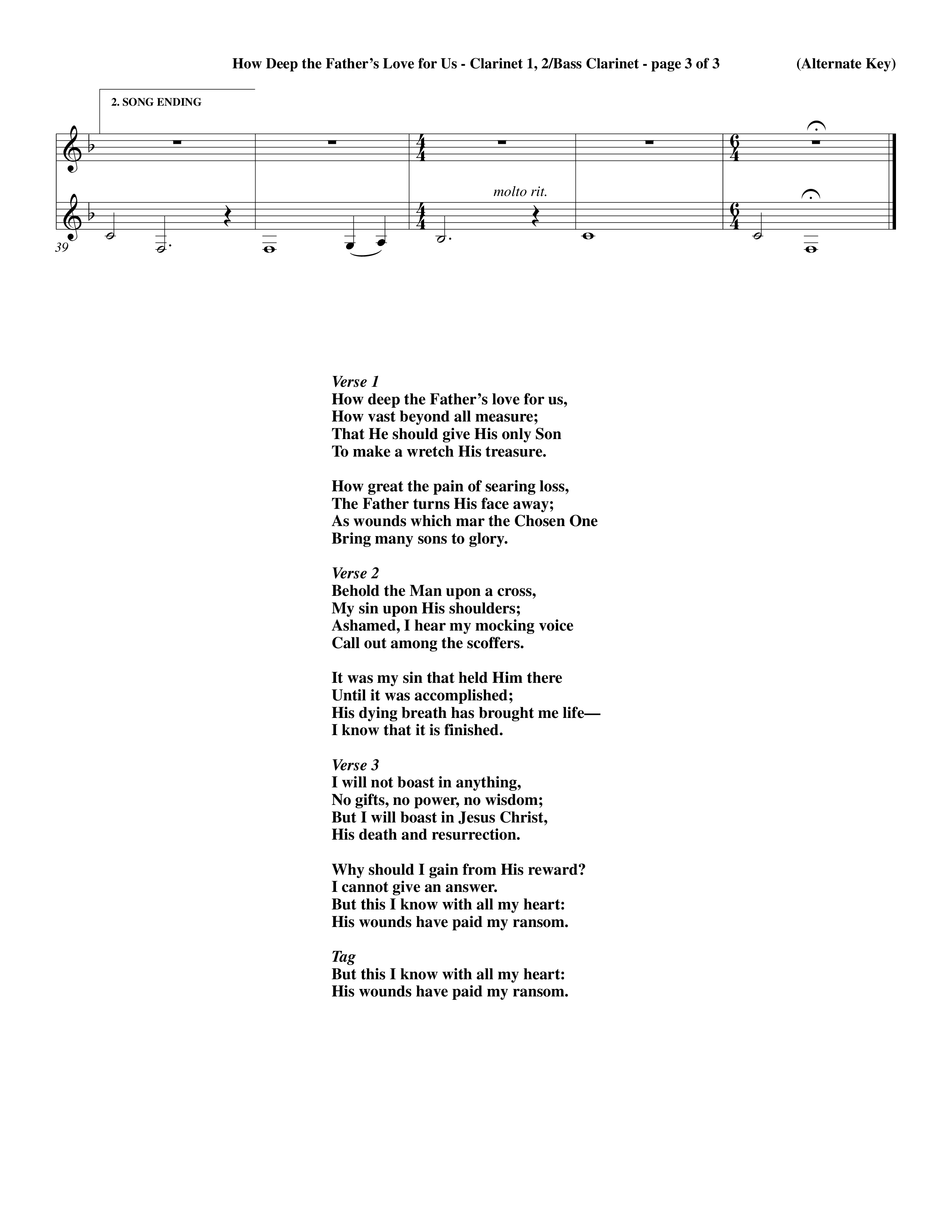 How Deep The Father's Love For Us (Choral Anthem SATB) Clarinet 1/2, Bass Clarinet (Word Music Choral / Orch. Dave Williamson)