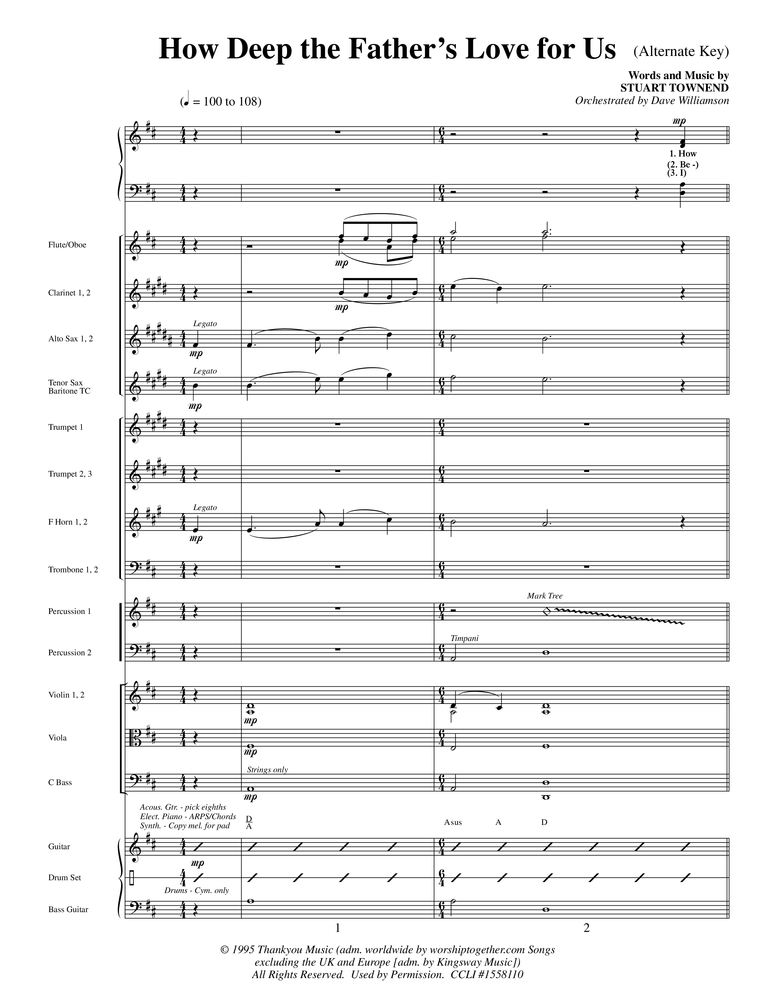 How Deep The Father's Love For Us (Choral Anthem SATB) Conductor's Score (Word Music Choral / Orch. Dave Williamson)