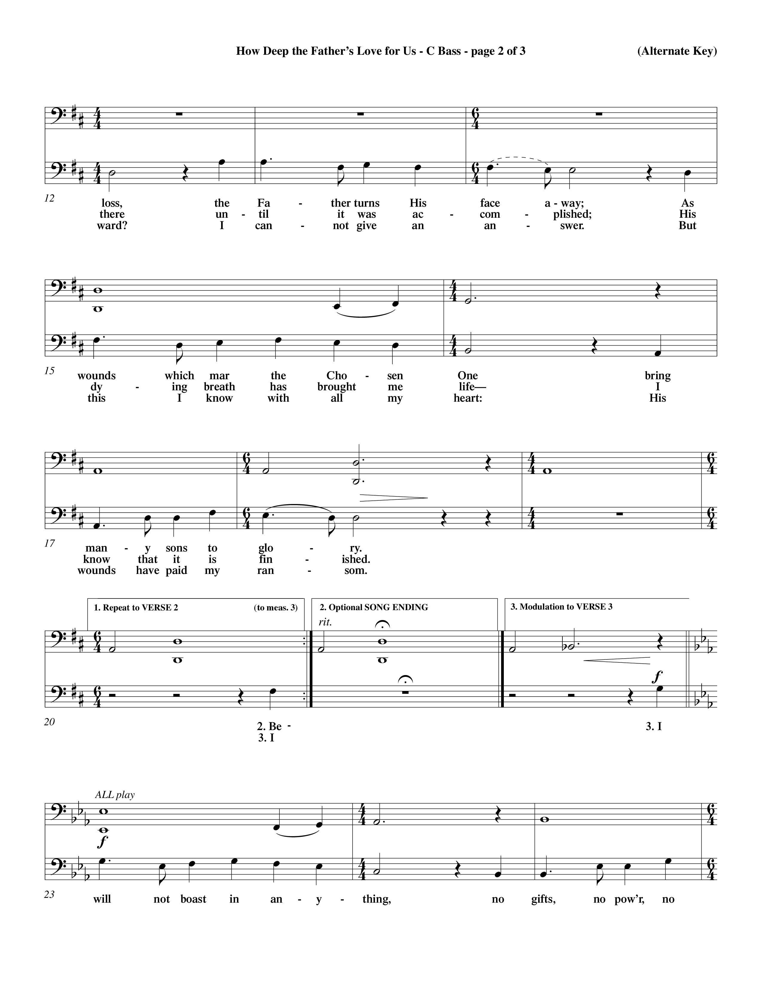How Deep The Father's Love For Us (Choral Anthem SATB) Contrabass (Word Music Choral / Orch. Dave Williamson)
