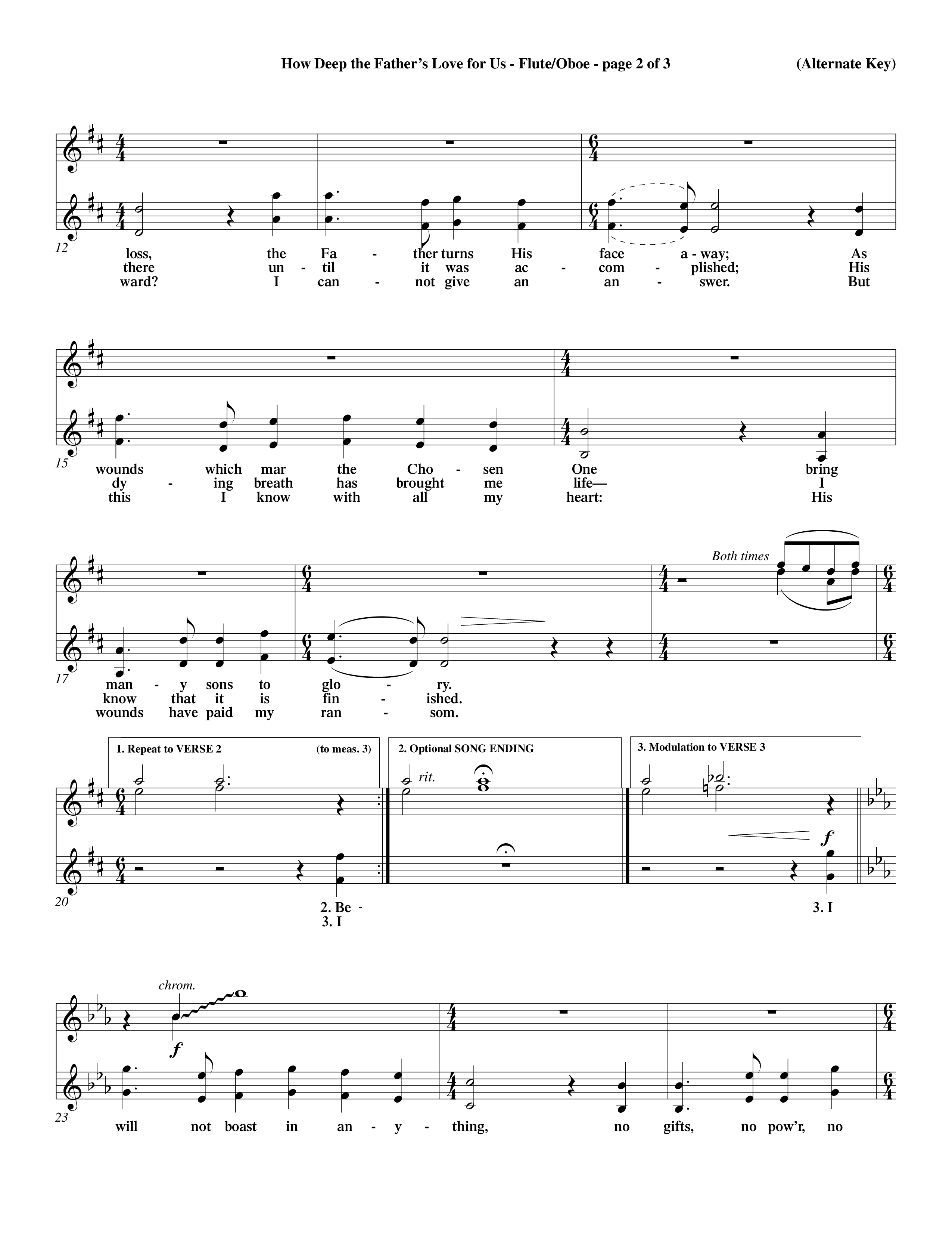 How Deep The Father's Love For Us (Choral Anthem SATB) Flute/Oboe (Word Music Choral / Orch. Dave Williamson)