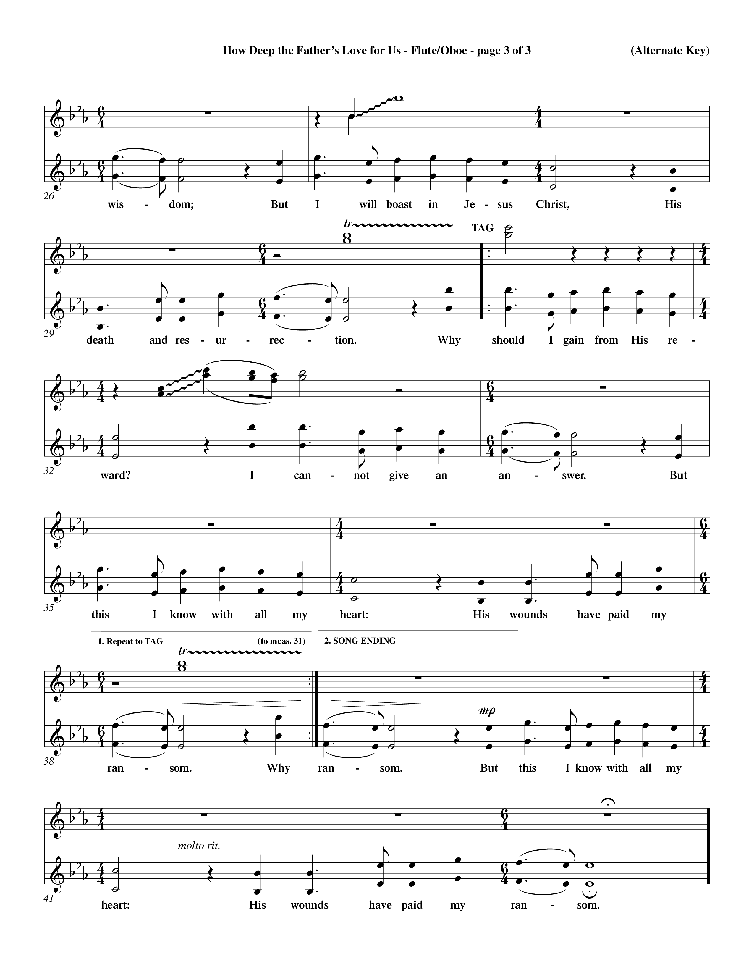How Deep The Father's Love For Us (Choral Anthem SATB) Flute/Oboe (Word Music Choral / Orch. Dave Williamson)