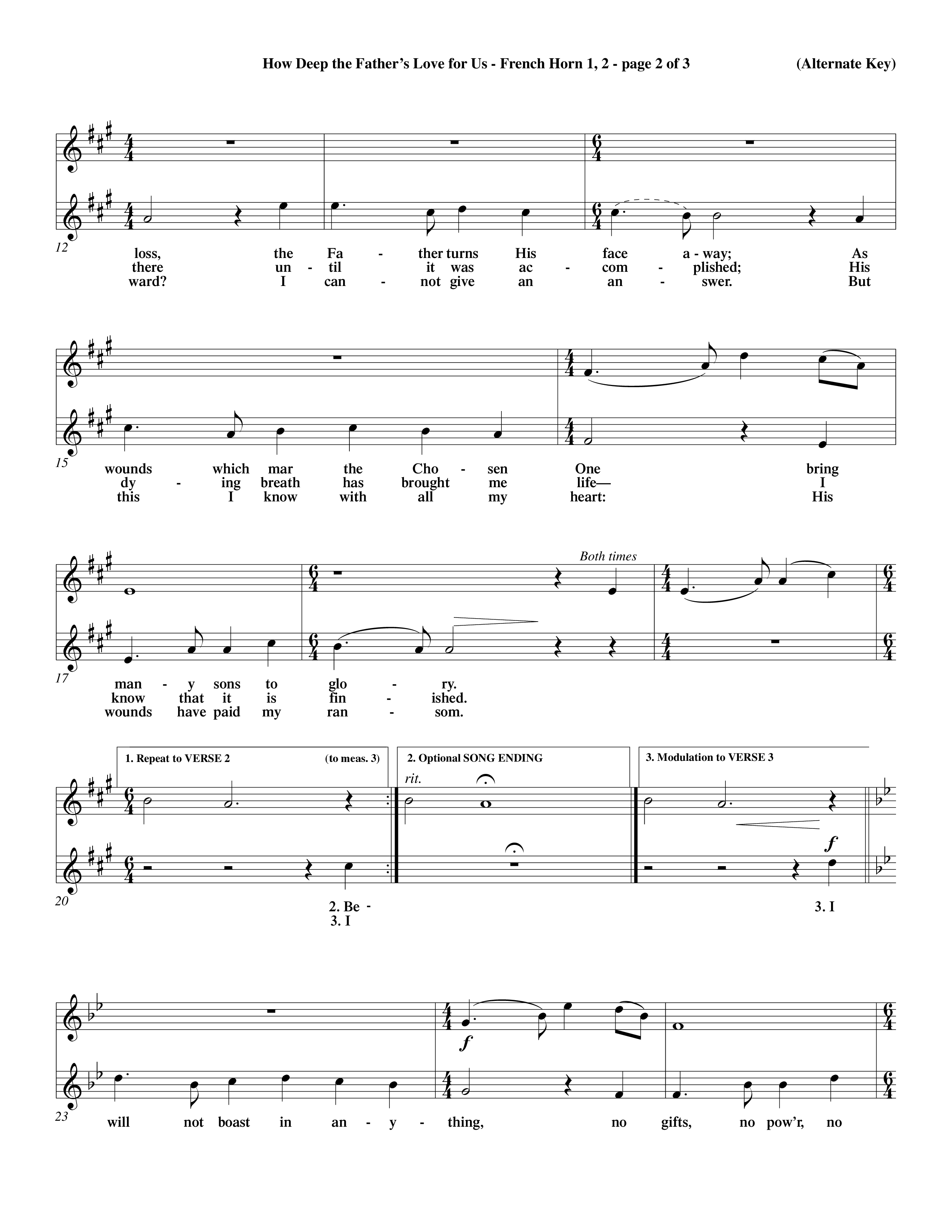 How Deep The Father's Love For Us (Choral Anthem SATB) French Horn (Word Music Choral / Orch. Dave Williamson)