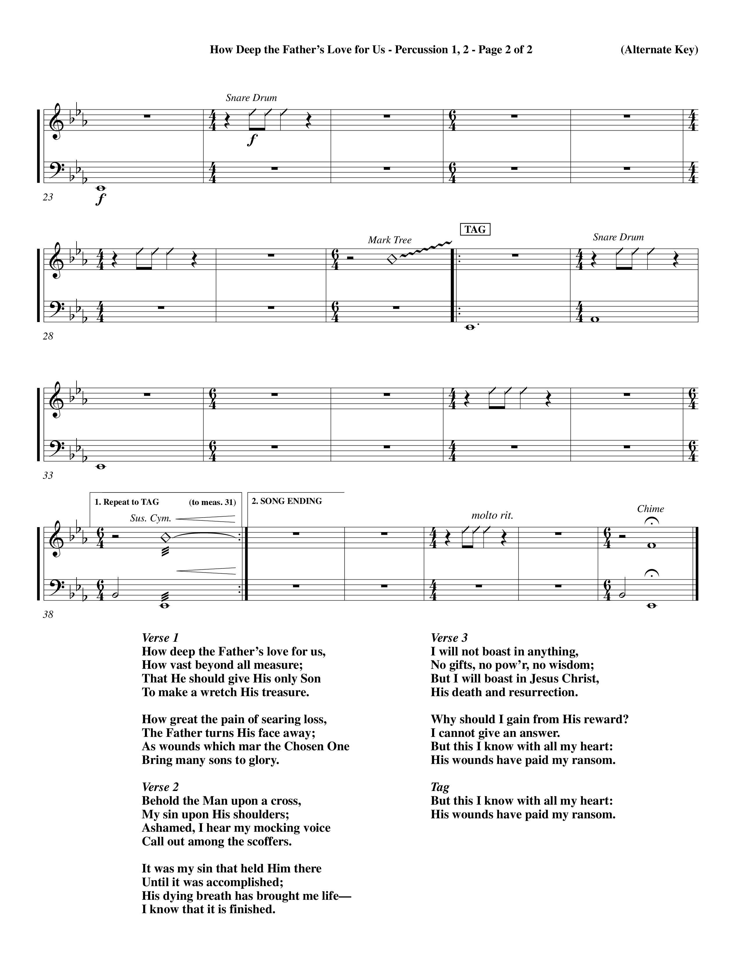 How Deep The Father's Love For Us (Choral Anthem SATB) Percussion 1/2 (Word Music Choral / Orch. Dave Williamson)