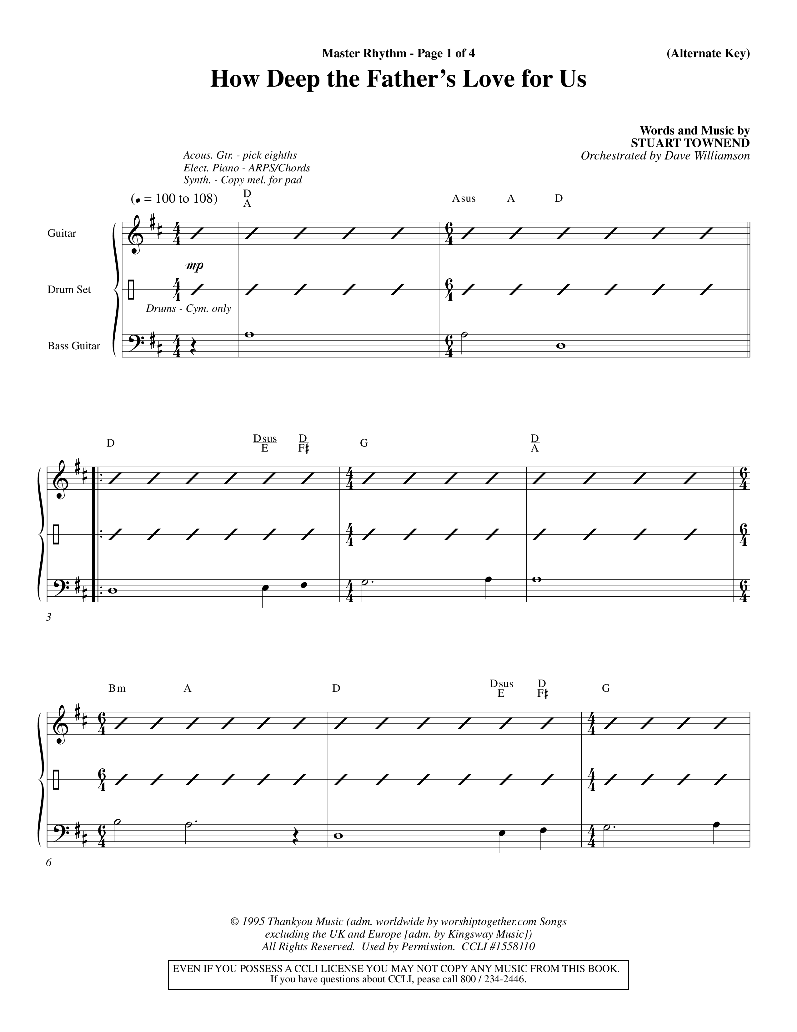 How Deep The Father's Love For Us (Choral Anthem SATB) Rhythm Chart (Word Music Choral / Orch. Dave Williamson)