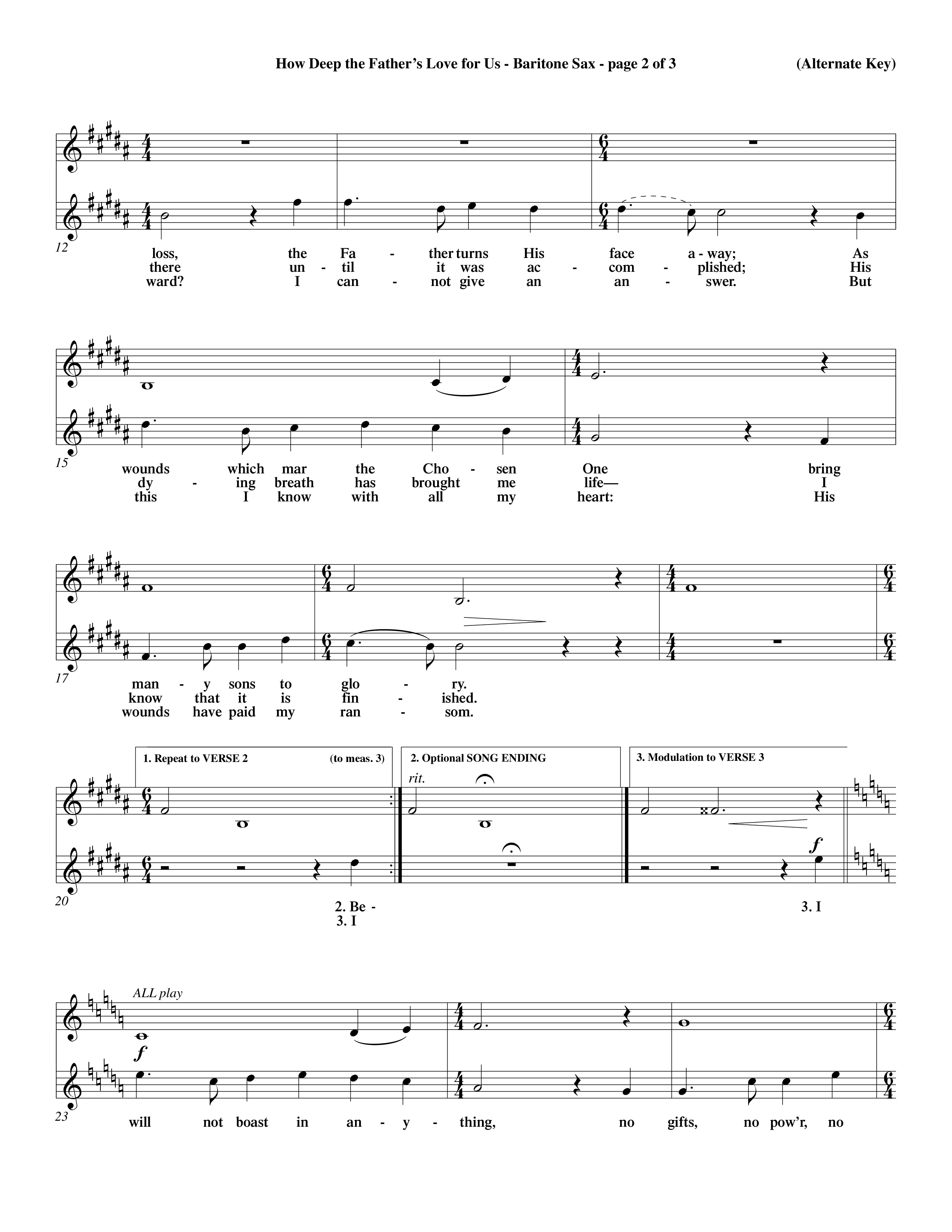 How Deep The Father's Love For Us (Choral Anthem SATB) Saxophone (Word Music Choral / Orch. Dave Williamson)
