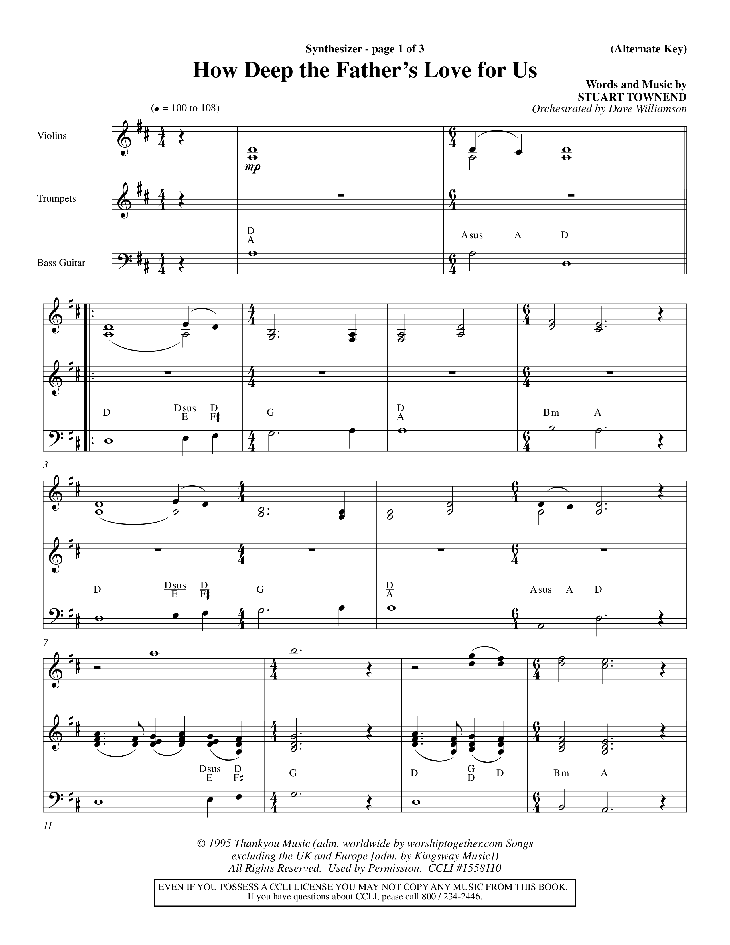 How Deep The Father's Love For Us (Choral Anthem SATB) Synth (Word Music Choral / Orch. Dave Williamson)