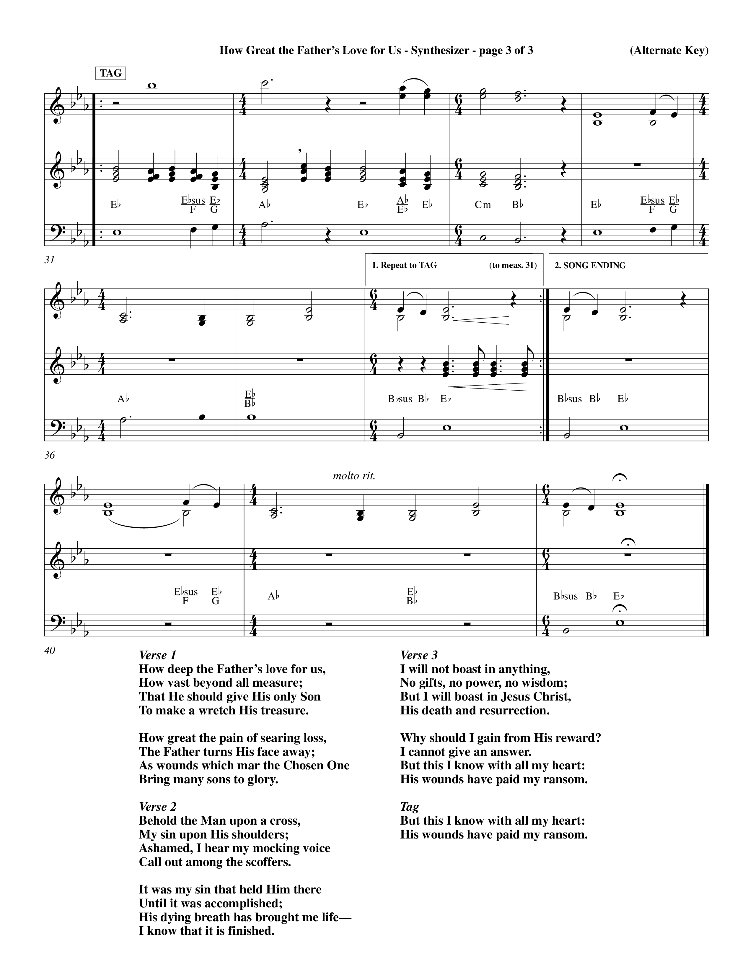 How Deep The Father's Love For Us (Choral Anthem SATB) Synth (Word Music Choral / Orch. Dave Williamson)