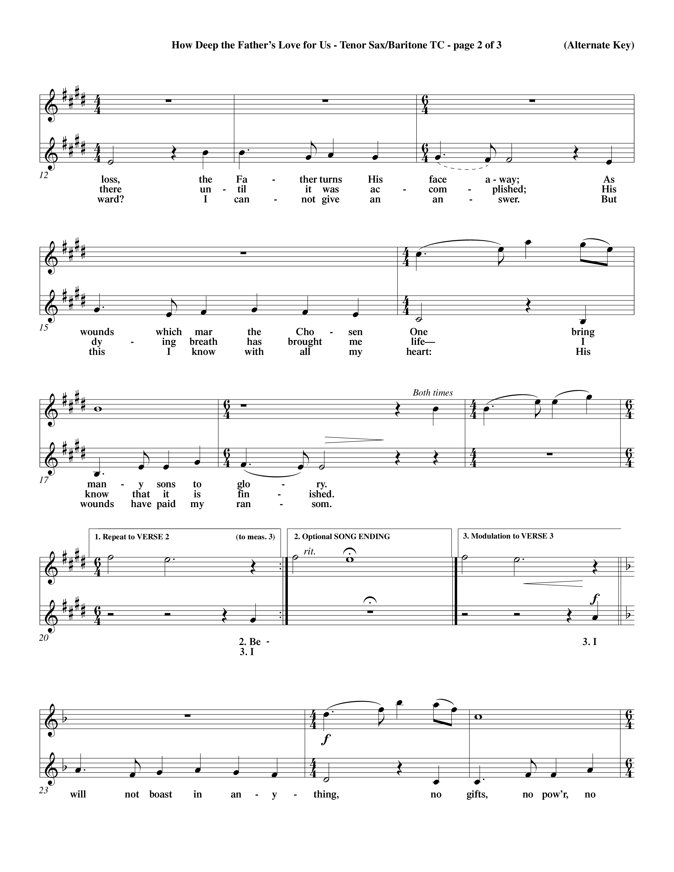 How Deep The Father's Love For Us (Choral Anthem SATB) Tenor Sax/Baritone T.C. (Word Music Choral / Orch. Dave Williamson)