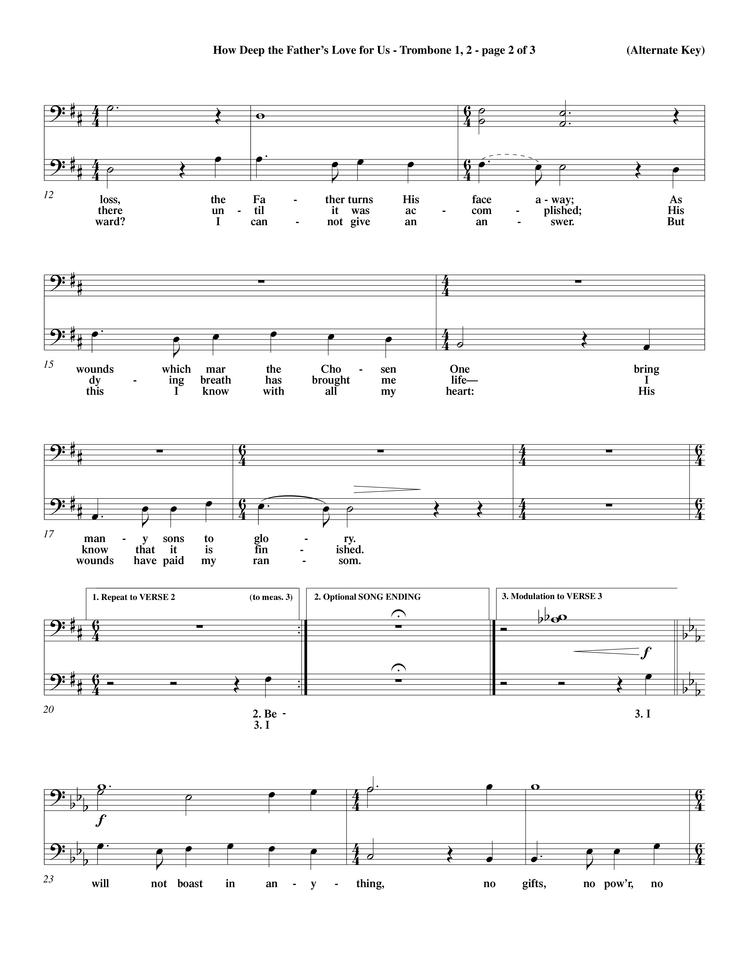 How Deep The Father's Love For Us (Choral Anthem SATB) Trombone 1/2 (Word Music Choral / Orch. Dave Williamson)