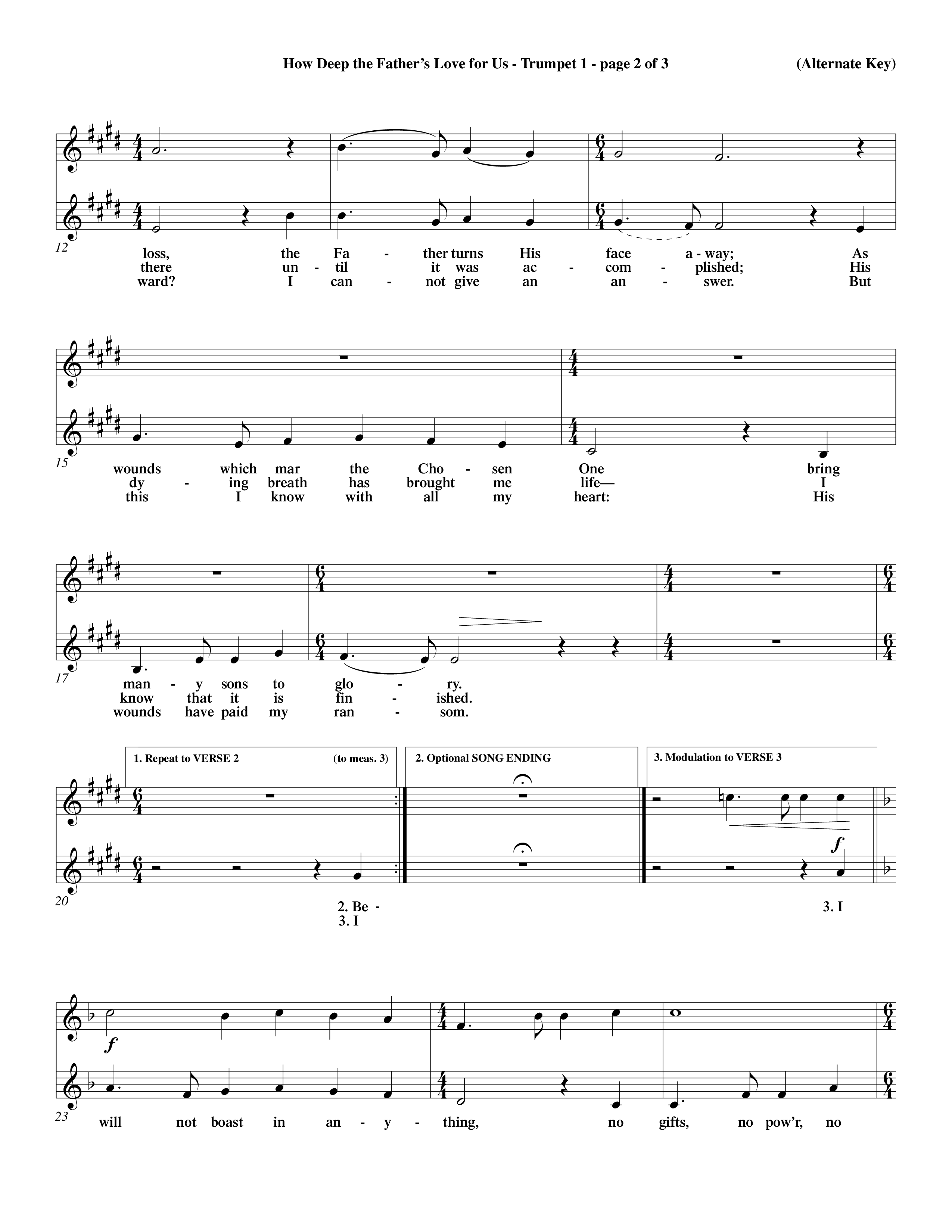 How Deep The Father's Love For Us (Choral Anthem SATB) Trumpet 1 (Word Music Choral / Orch. Dave Williamson)