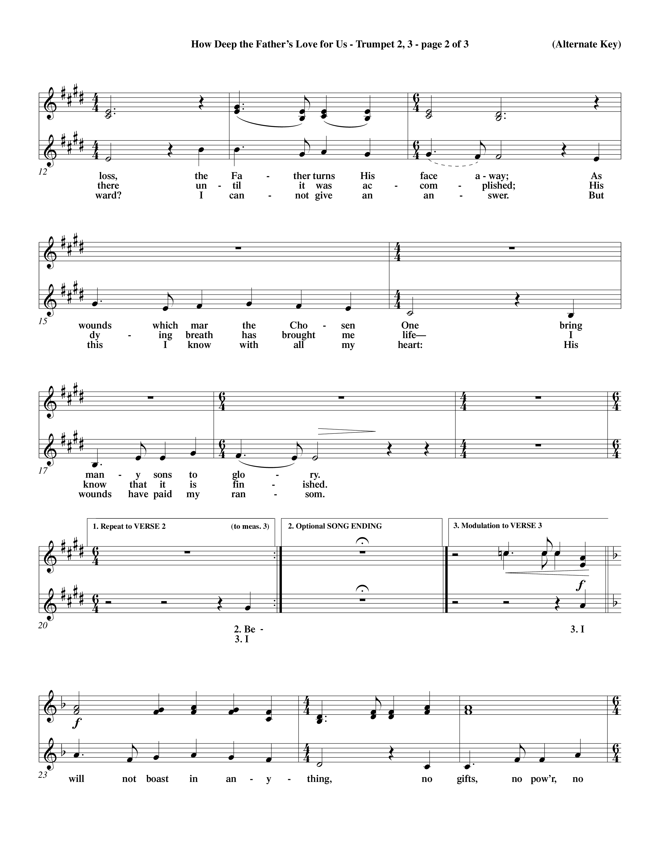 How Deep The Father's Love For Us (Choral Anthem SATB) Trumpet 2/3 (Word Music Choral / Orch. Dave Williamson)
