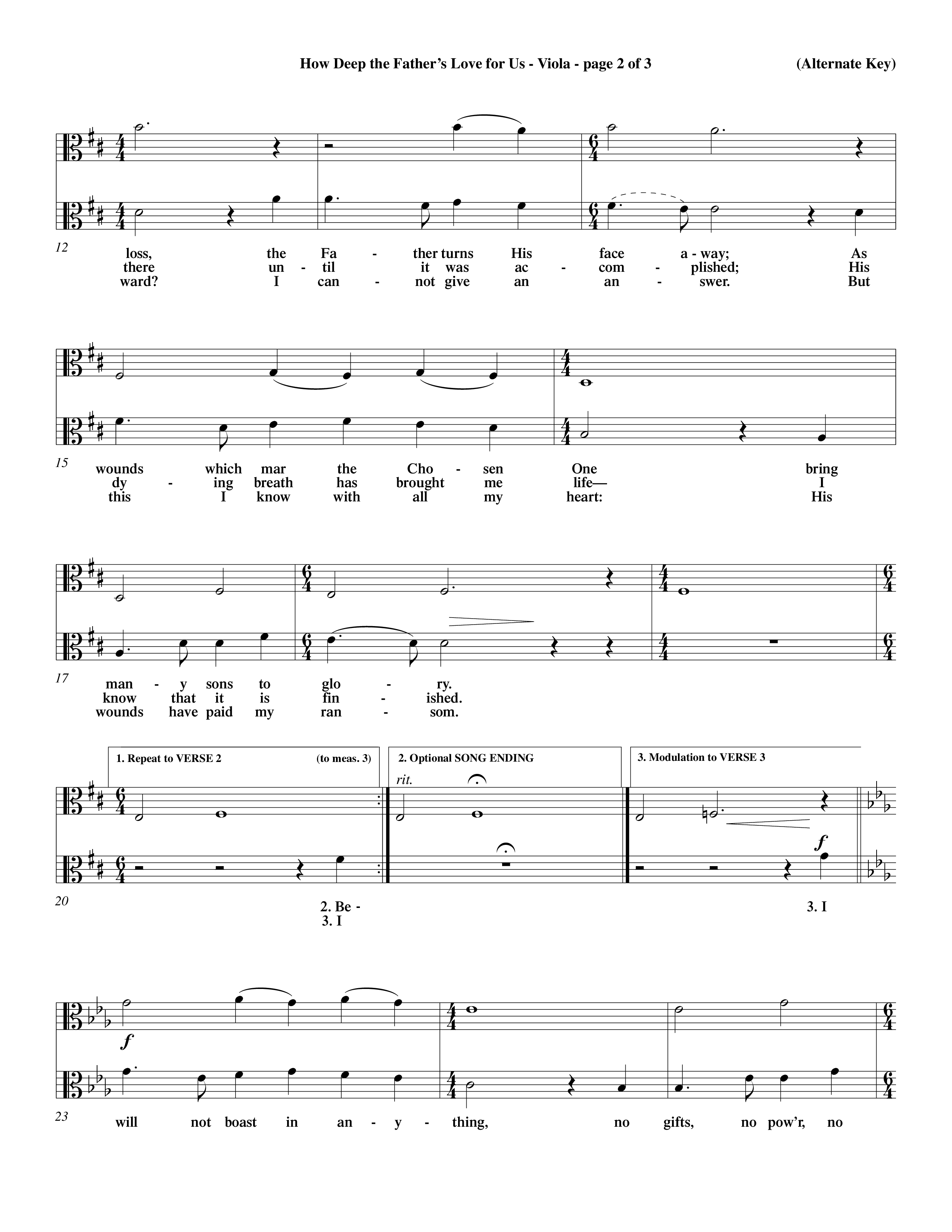 How Deep The Father's Love For Us (Choral Anthem SATB) Viola (Word Music Choral / Orch. Dave Williamson)