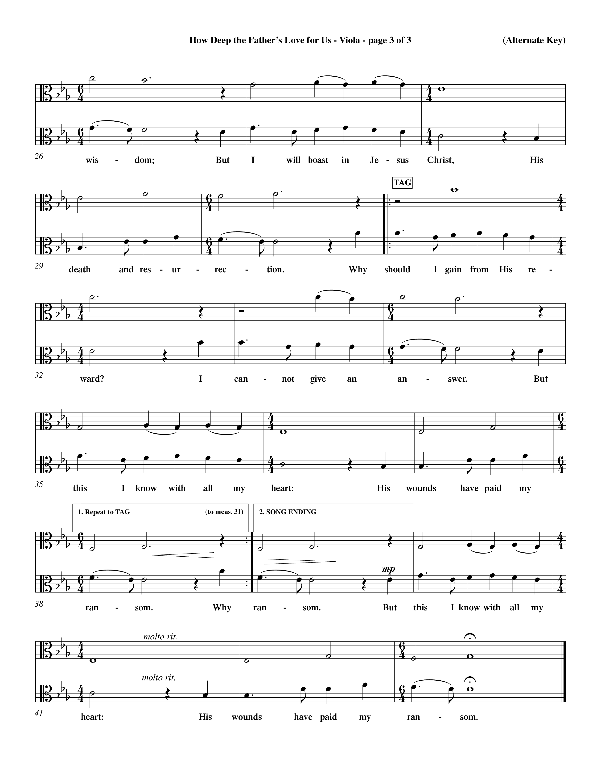 How Deep The Father's Love For Us (Choral Anthem SATB) Viola (Word Music Choral / Orch. Dave Williamson)