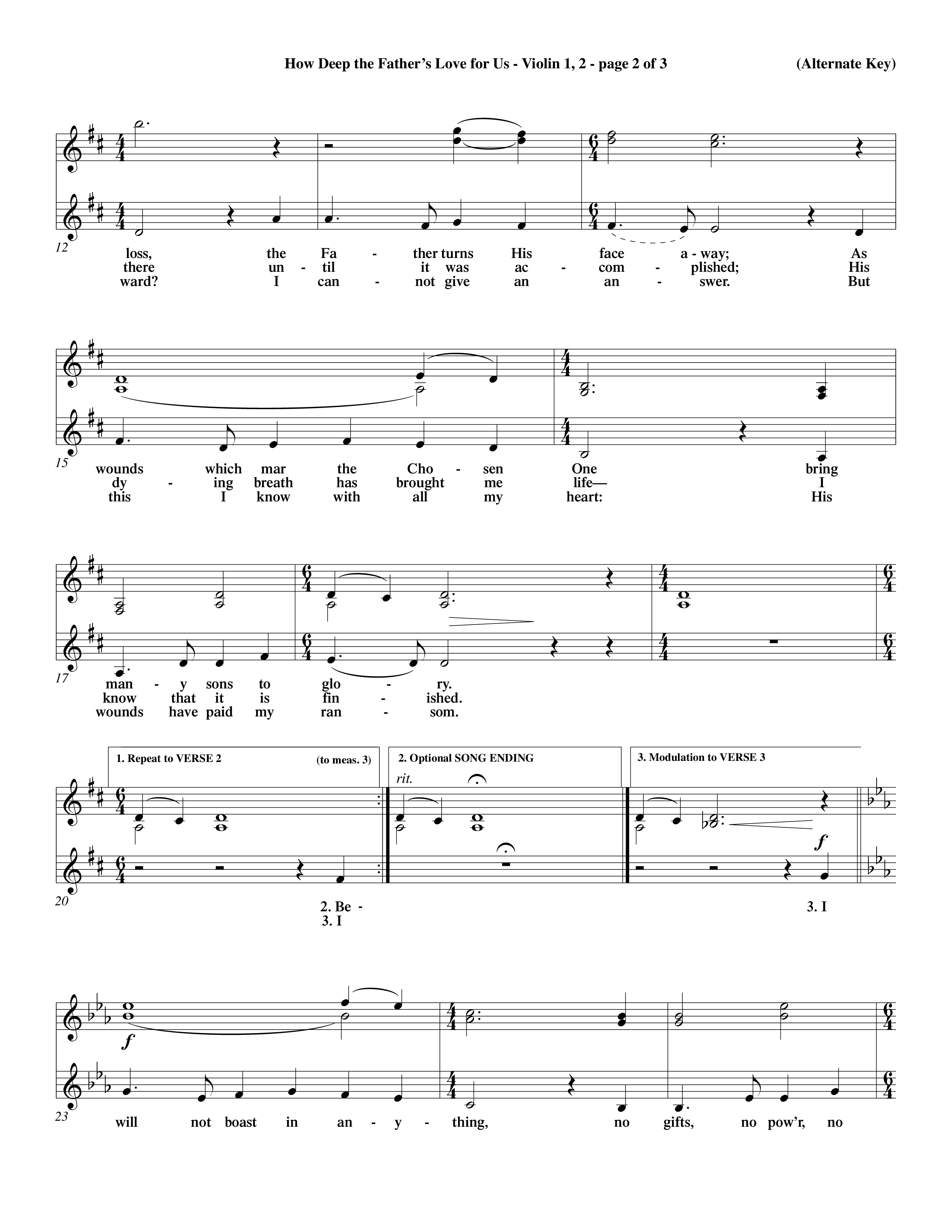 How Deep The Father's Love For Us (Choral Anthem SATB) Violin 1/2 (Word Music Choral / Orch. Dave Williamson)