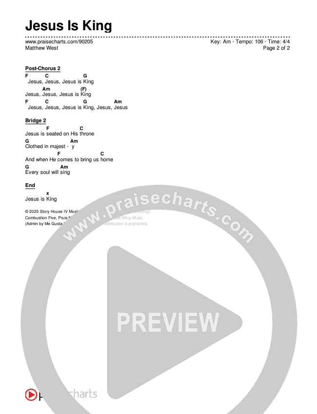 Jesus Is King Chords & Lyrics (Matthew West)