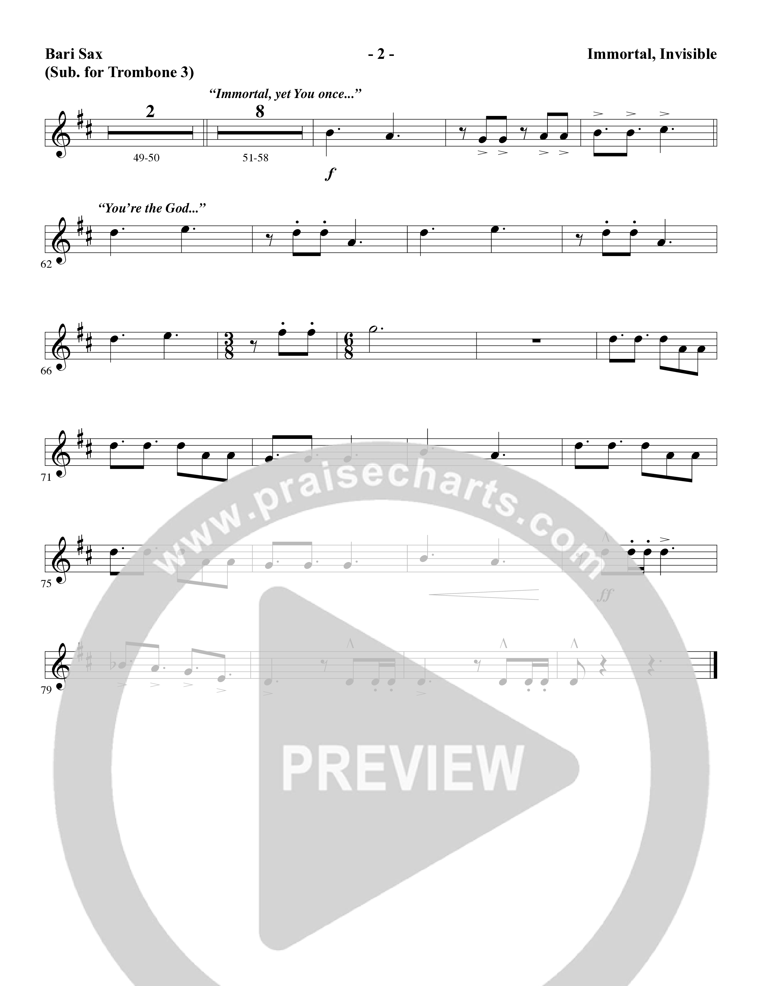 Immortal, Invisible (Choral Anthem SATB) Bari Sax (Word Music Choral / Arr. Marty Parks)