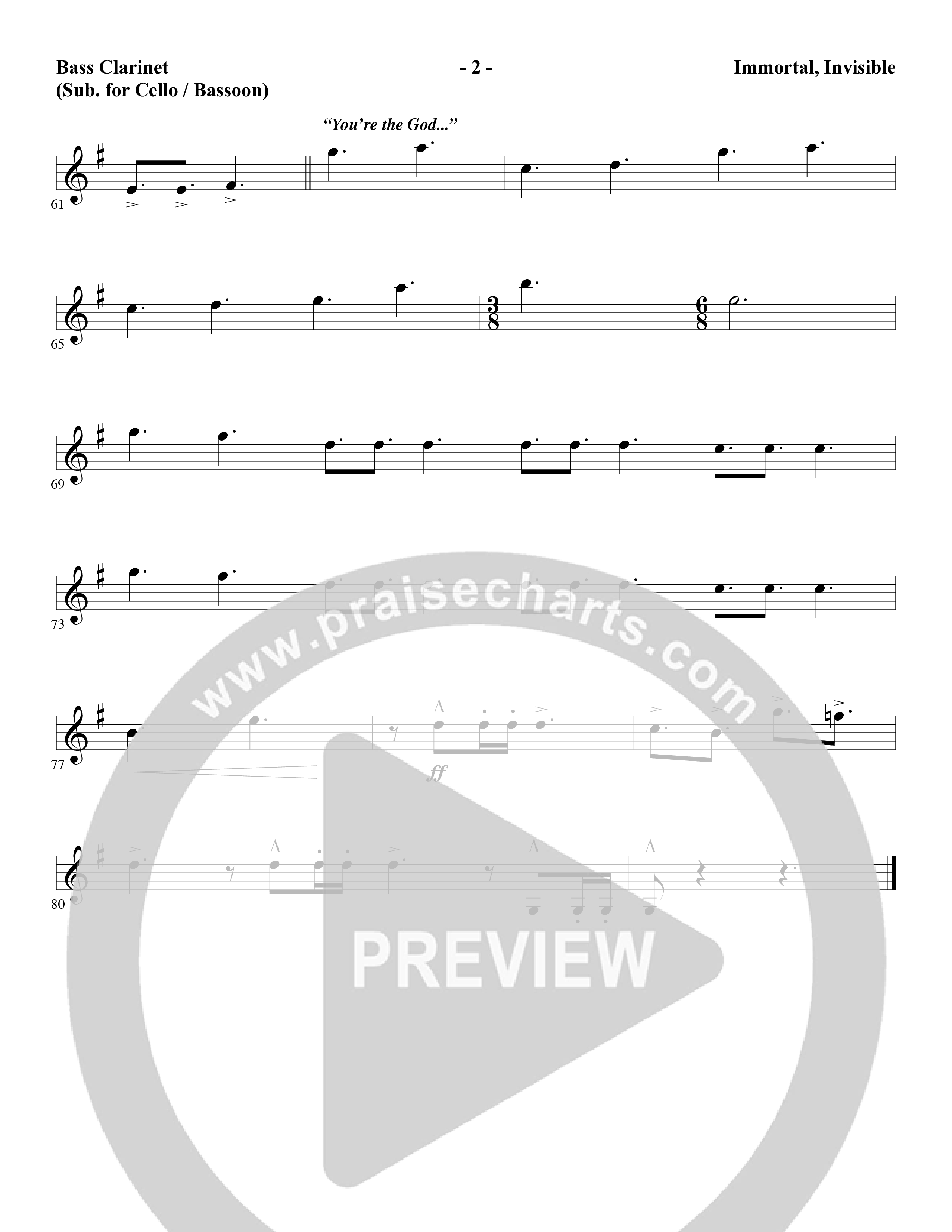 Immortal, Invisible (Choral Anthem SATB) Bass Clarinet (Word Music Choral / Arr. Marty Parks)