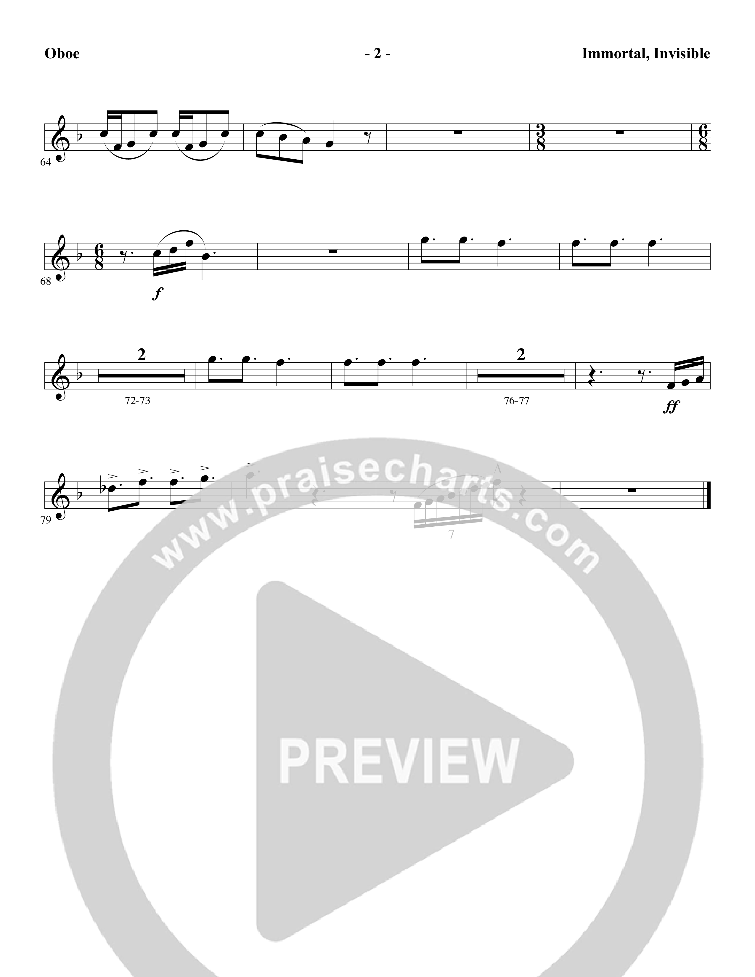 Immortal, Invisible (Choral Anthem SATB) Oboe (Word Music Choral / Arr. Marty Parks)
