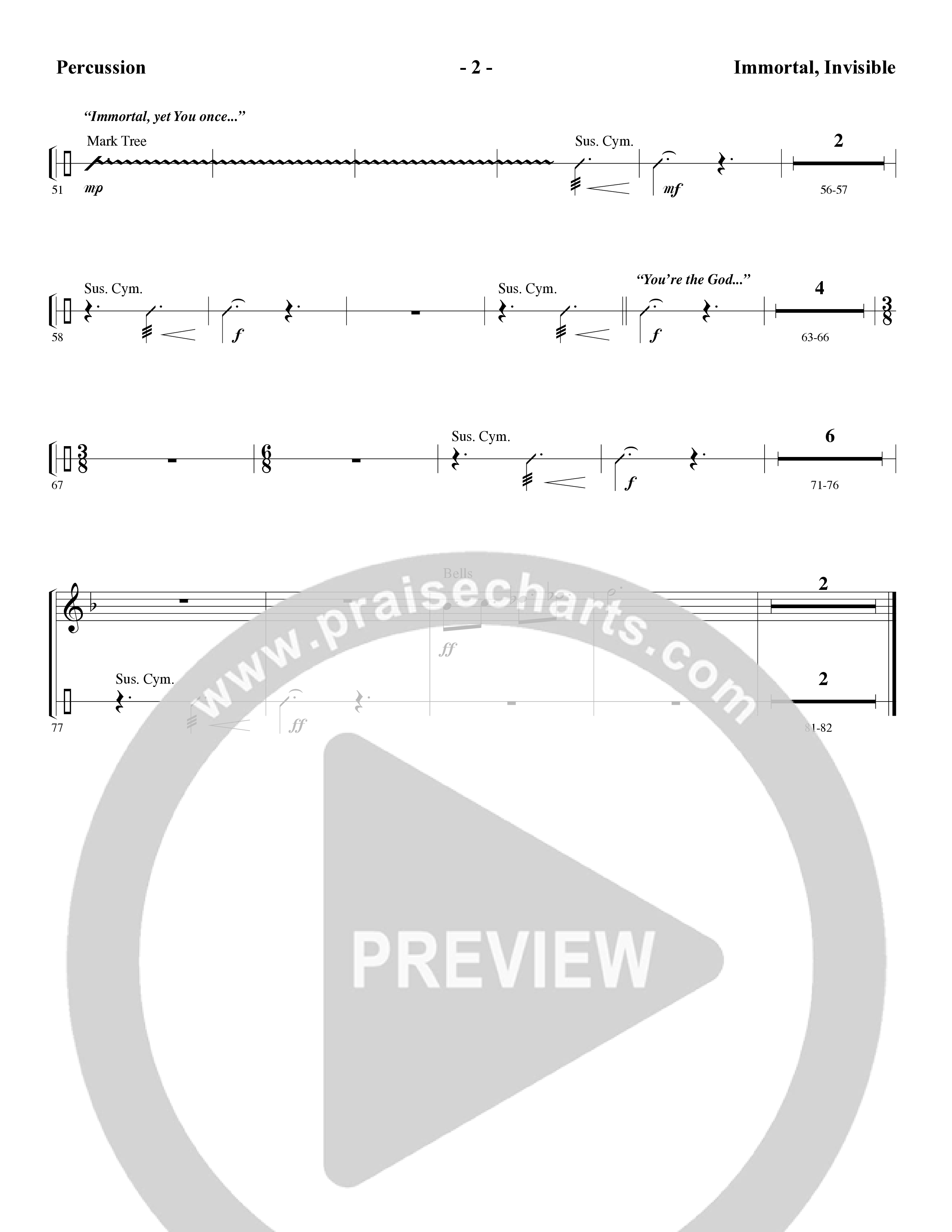 Immortal, Invisible (Choral Anthem SATB) Percussion (Word Music Choral / Arr. Marty Parks)