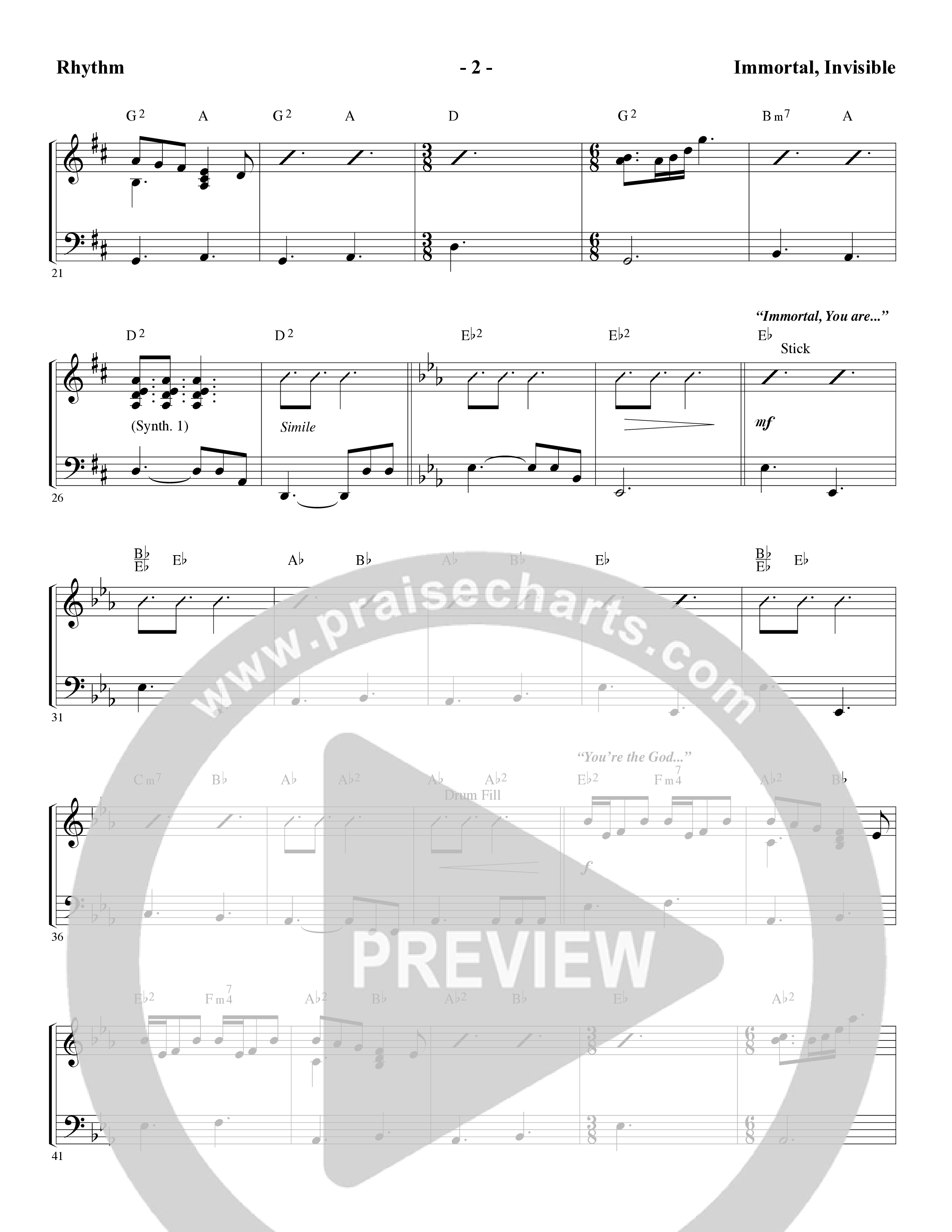 Immortal, Invisible (Choral Anthem SATB) Rhythm Chart (Word Music Choral / Arr. Marty Parks)