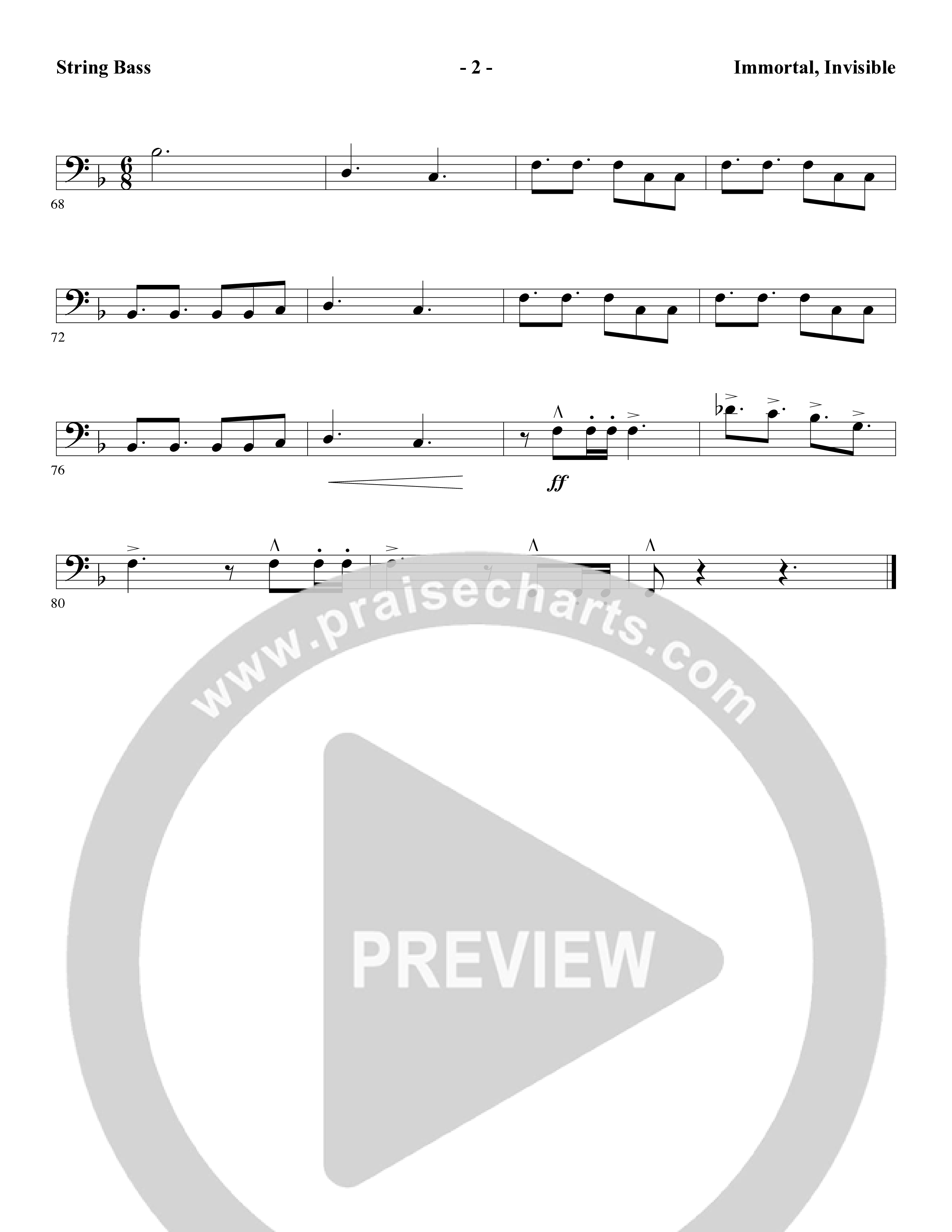 Immortal, Invisible (Choral Anthem SATB) String Bass (Word Music Choral / Arr. Marty Parks)